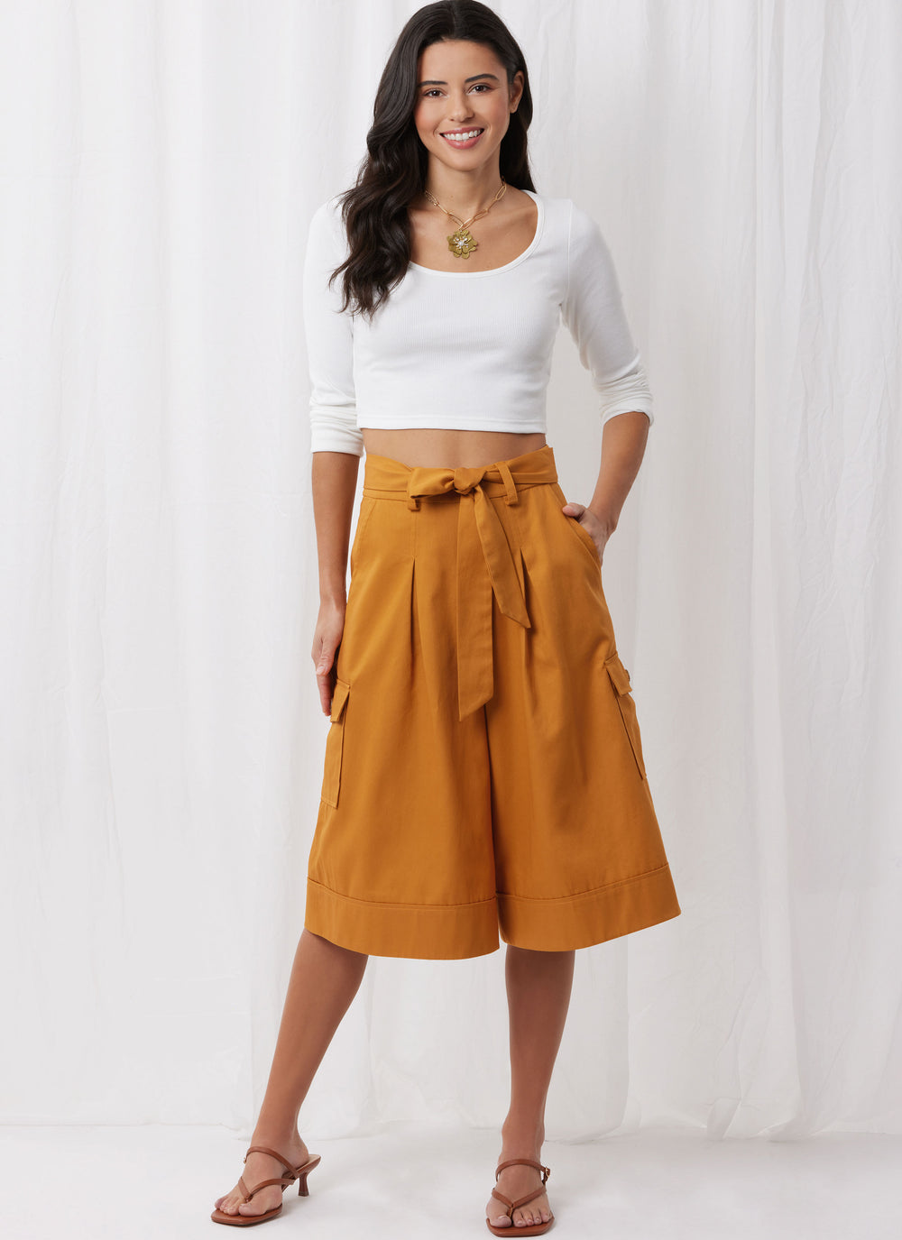 Simplicity Shorts and Trousers with Tie Belt S3106