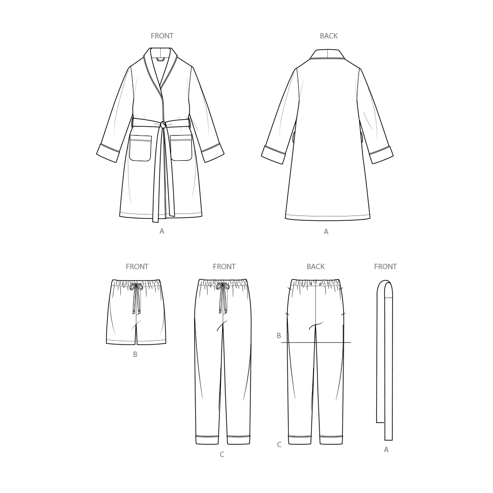 Simplicity Girls' and Boys' and Adults' Robe, Shorts and Trousers S3109