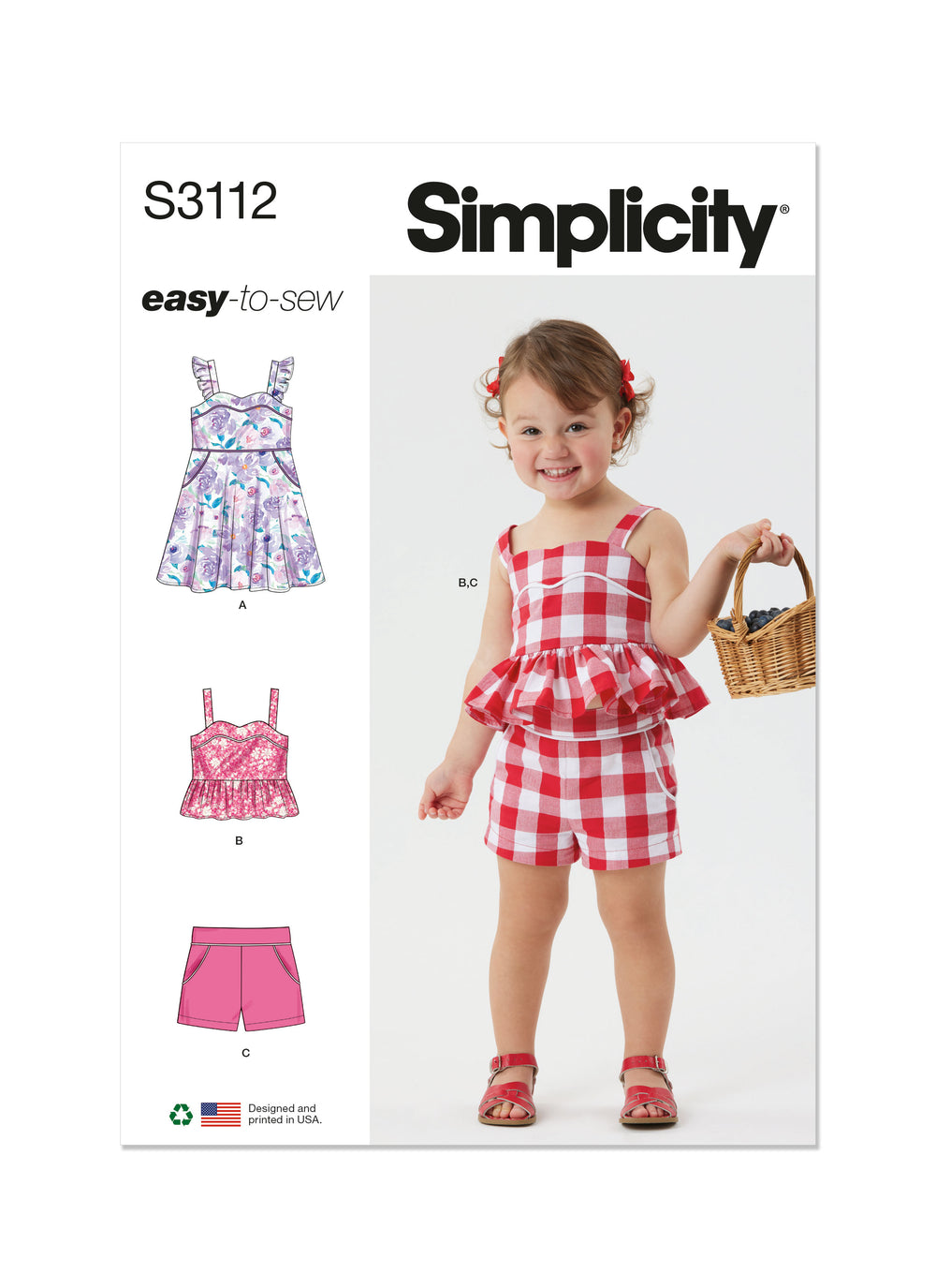 Simplicity Toddlers' Dress, Top and Shorts S3112