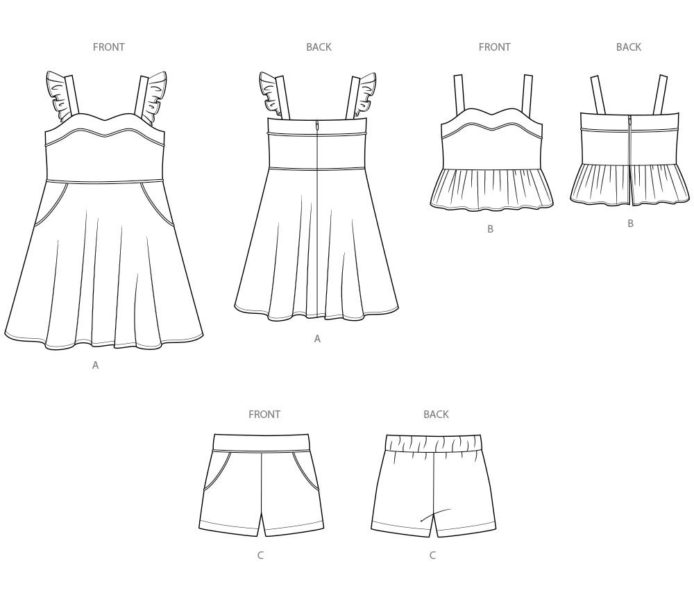 Simplicity Toddlers' Dress, Top and Shorts S3112
