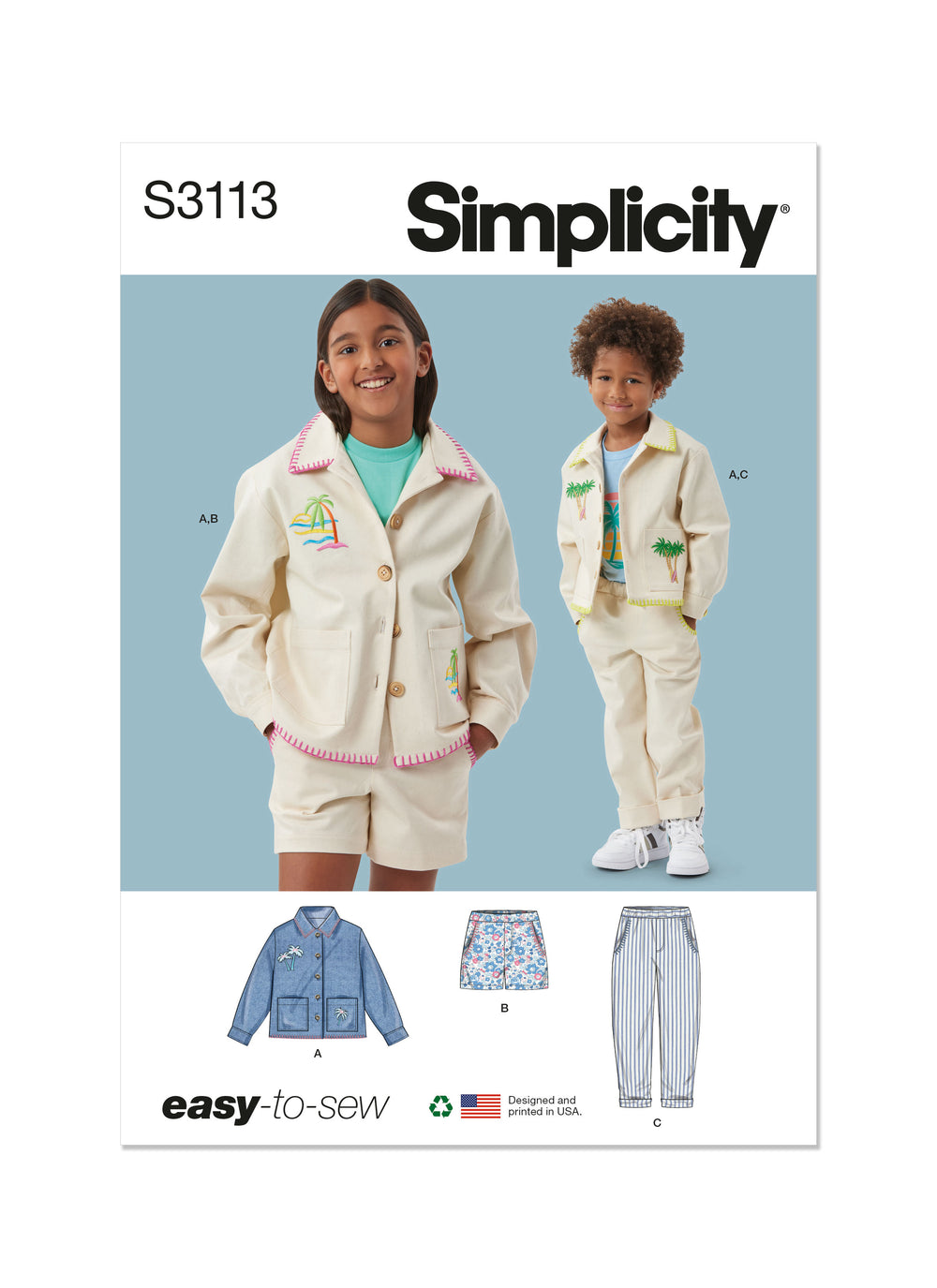 Simplicity Children's Jacket, Shorts and Trousers S3113