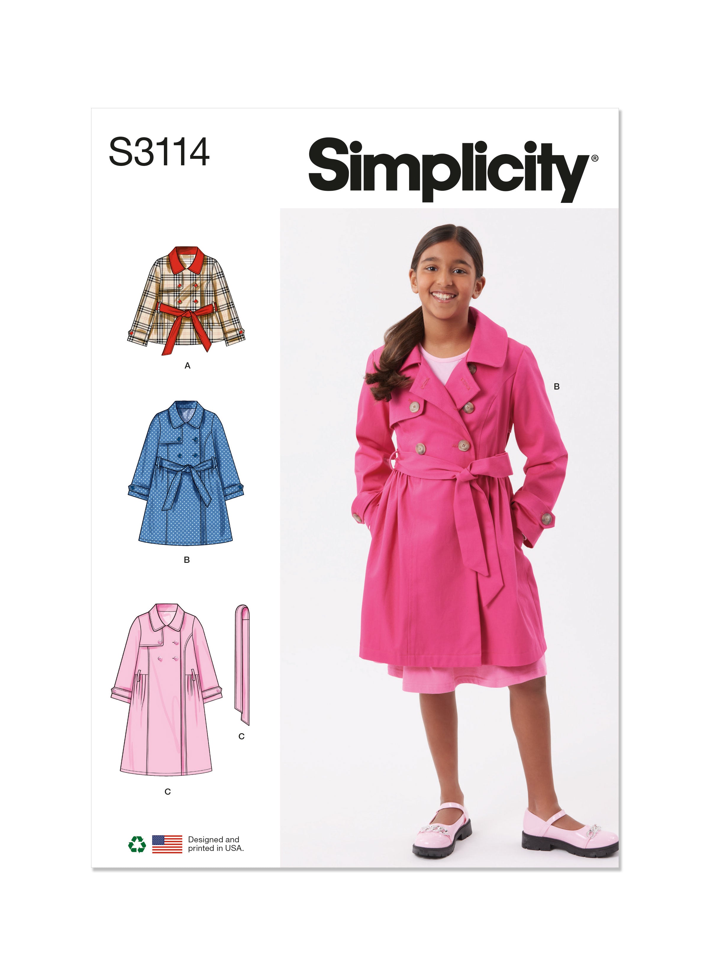 Simplicity Girl's Trench Coat S3114
