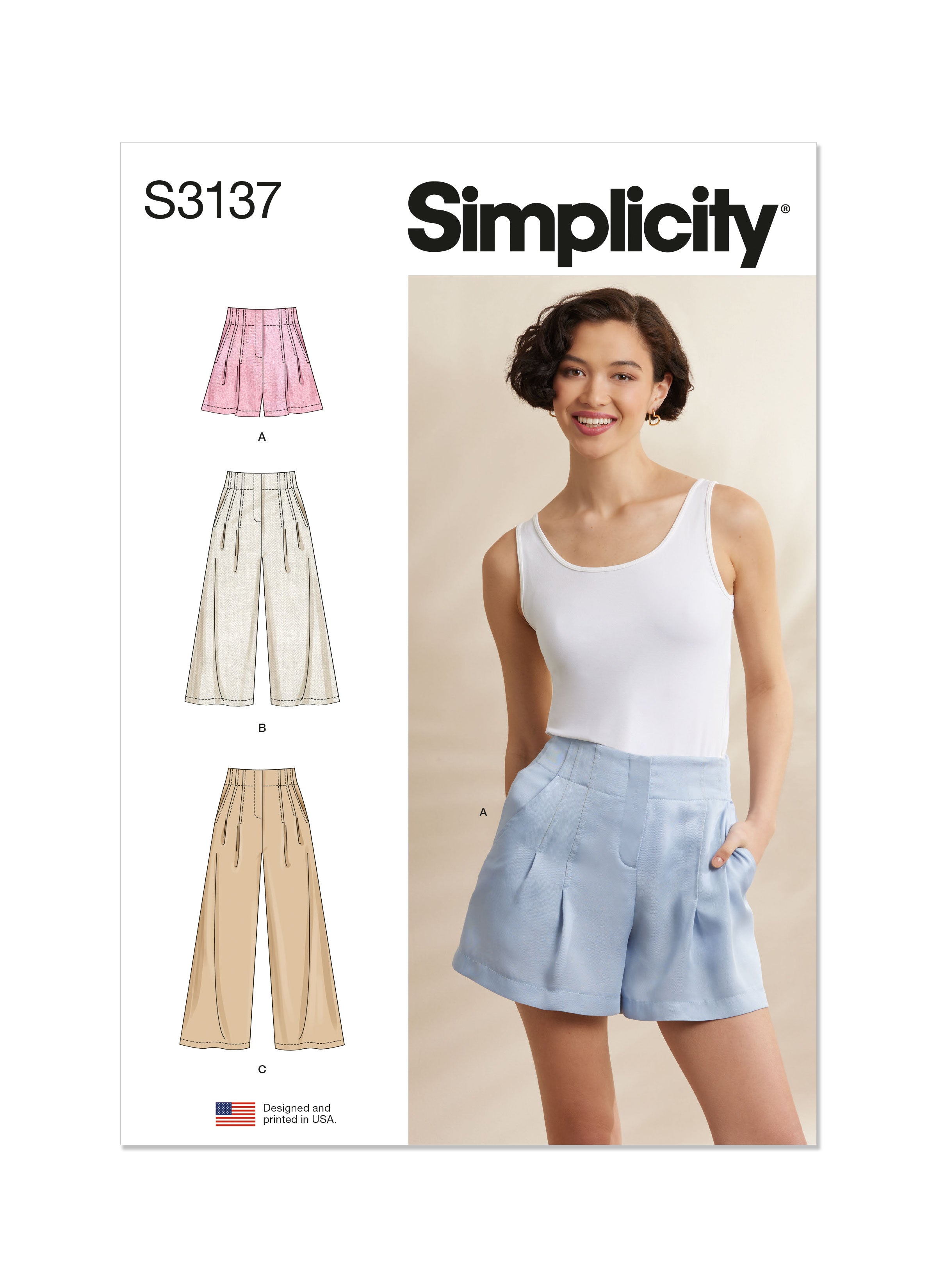 Simplicity Pleated Shorts and Trousers S3137