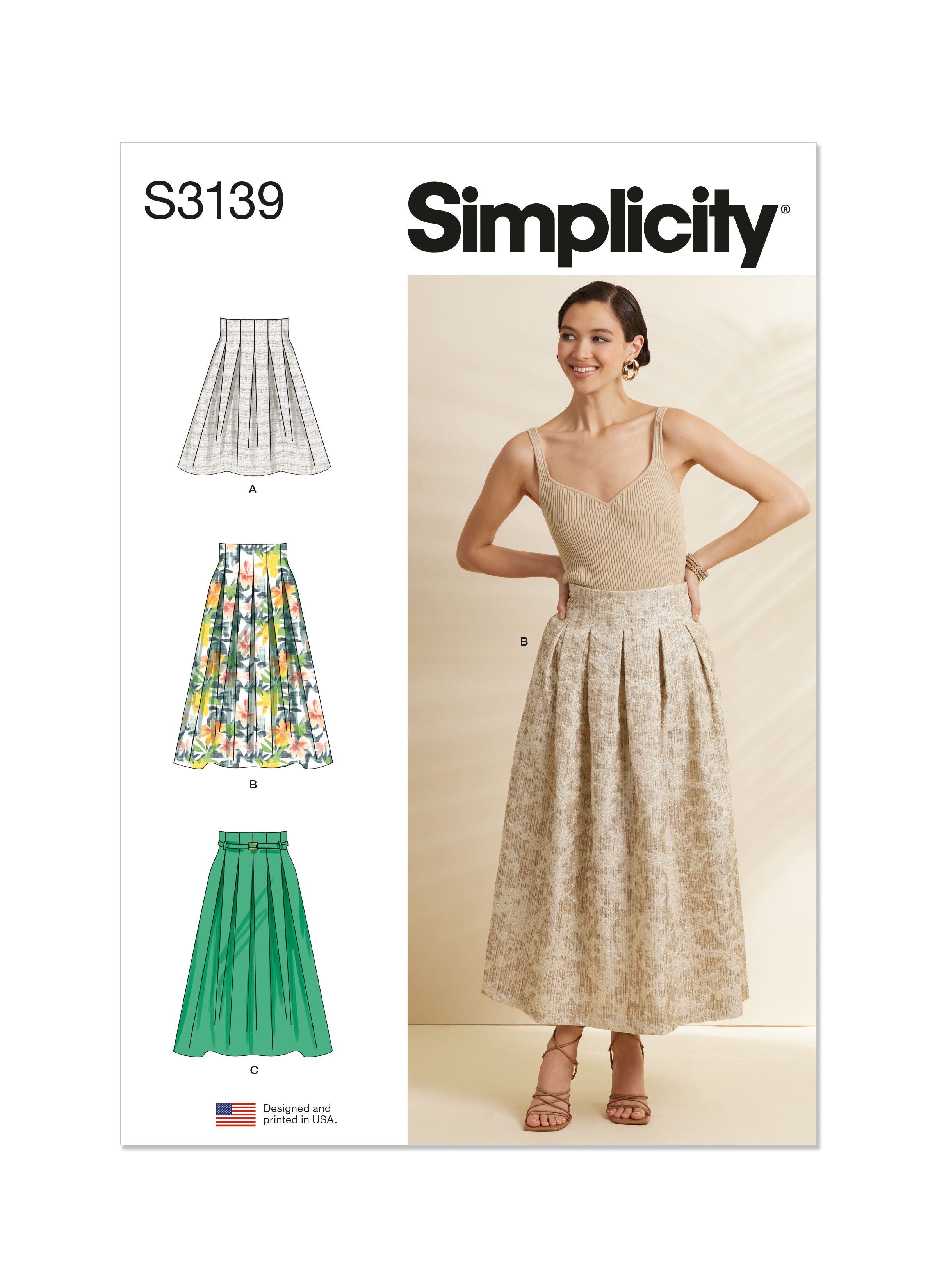 Simplicity Pleated Skirt and Belt S3139