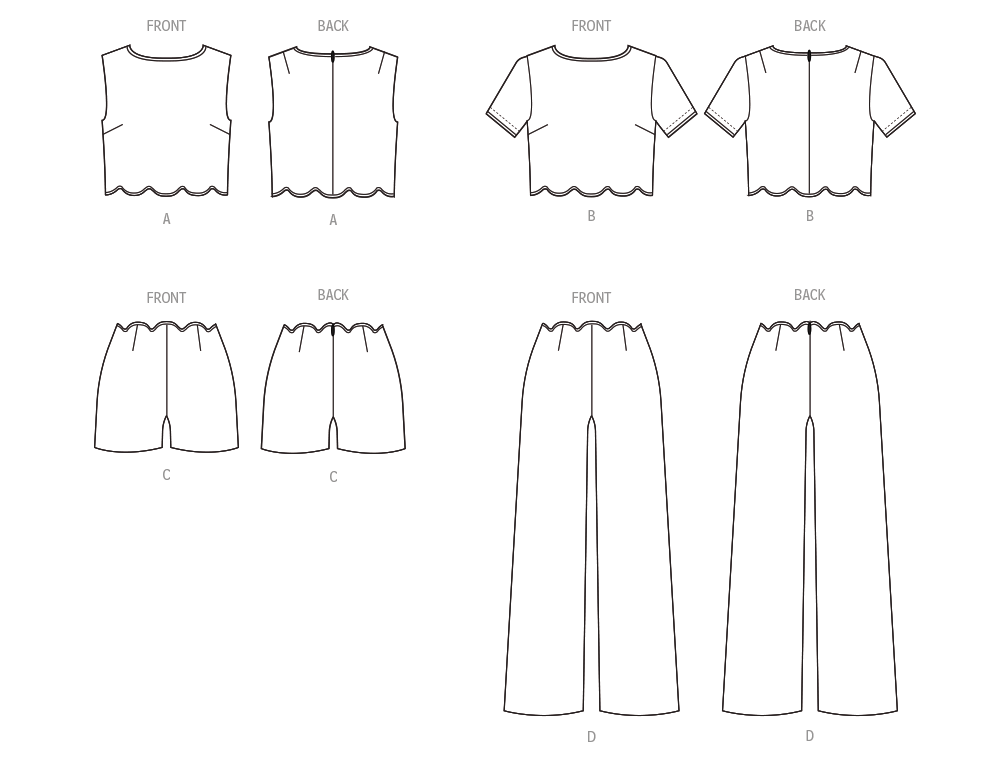 Simplicity Scalloped Tops, Shorts and Trousers S3141