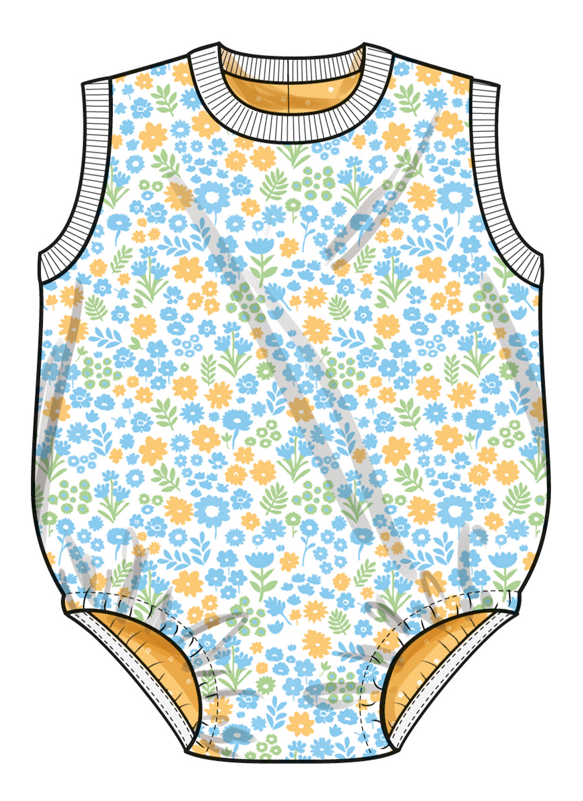 Simplicity Babies' Contrast Bodysuit and Bucket Hat S3144