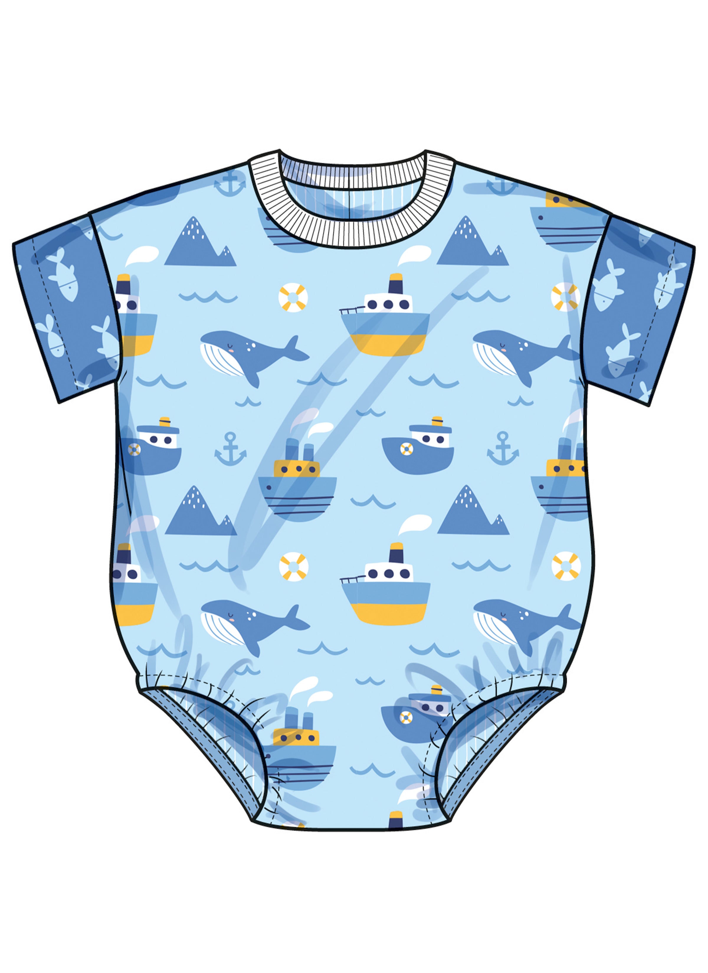 Simplicity Babies' Contrast Bodysuit and Bucket Hat S3144
