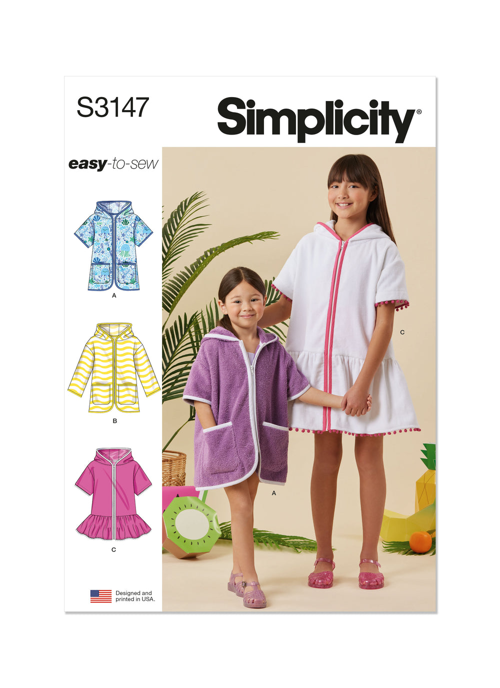 Simplicity Children's and Girls' Hooded Cover Up S3147