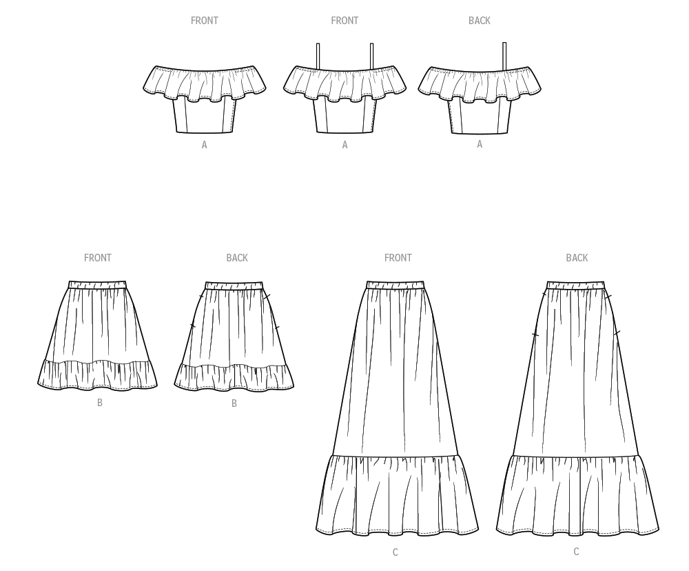 Simplicity Girls' Ruffle Top and Skirt S3148