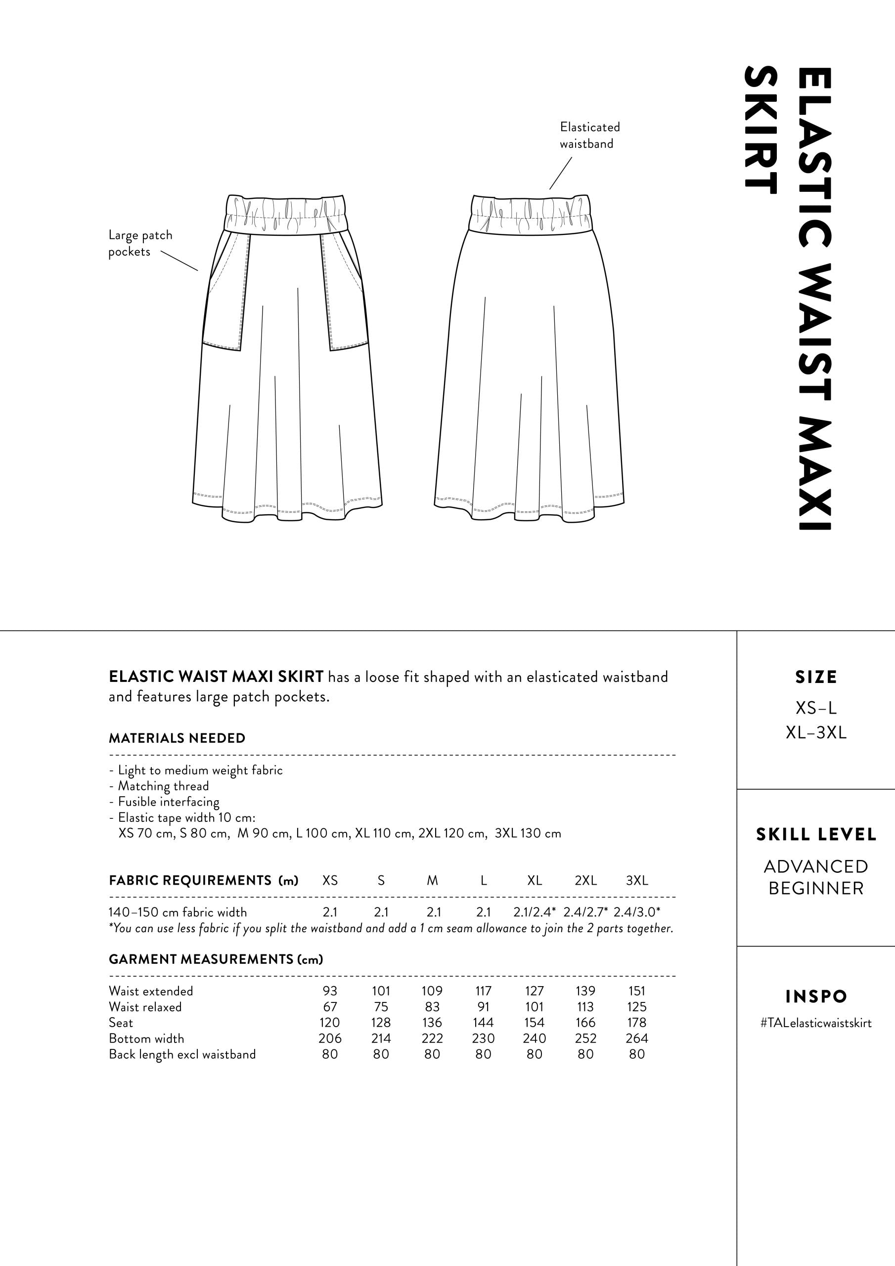 Maxi Skirt A Line Skirt Tutorial The Assembly Line Elastic Waist