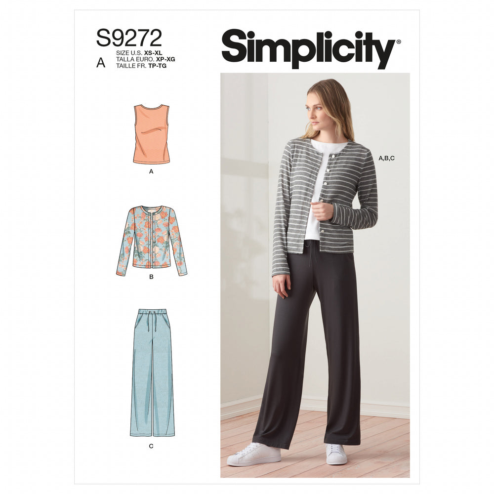 Simplicity Cardigan, Top and Trousers S9272