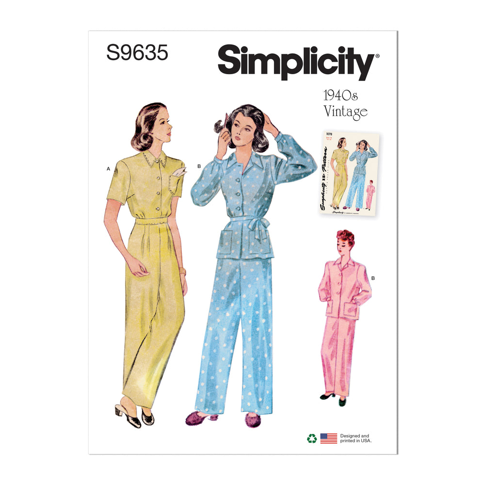 Simplicity Vintage Lounge Top and Trousers S9635