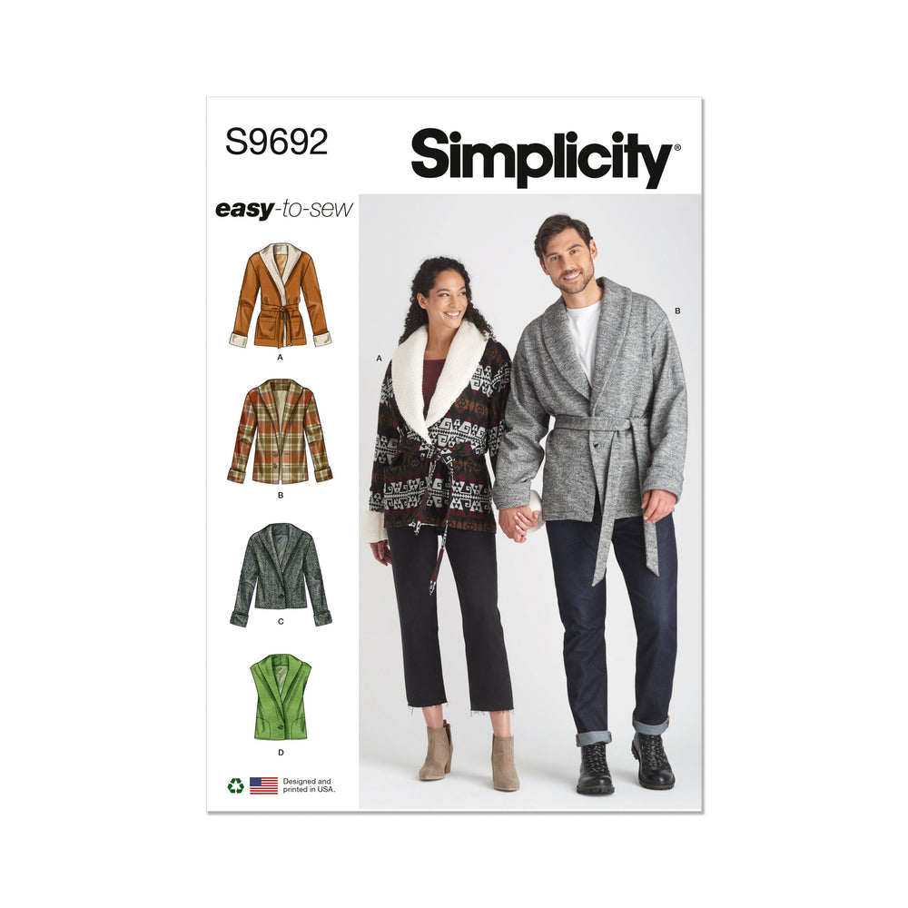 Simplicity Unisex Jacket, Waistcoat and Belt S9692