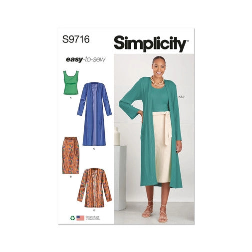 Simplicity Top, Cardigan and Skirt S9716