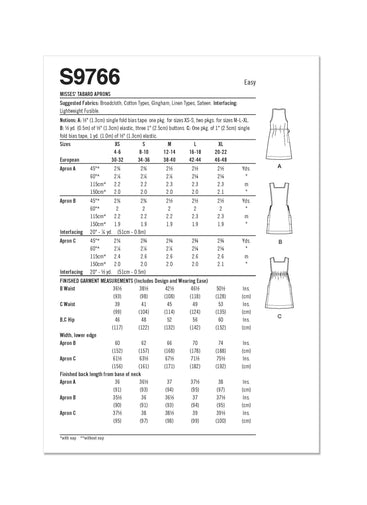 Simplicity Aprons S9766