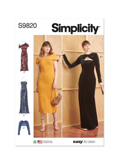 Simplicity Knit Dresses & Shrug S9820 The Fold Line Simplicity Knit Dresses & Shrug S9820 The Fold Line