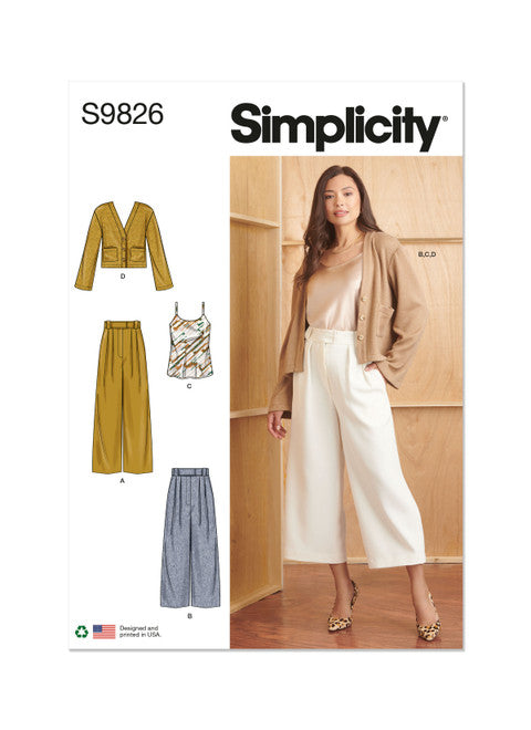 Simplicity Trousers, Camisole & Cardigan S9826