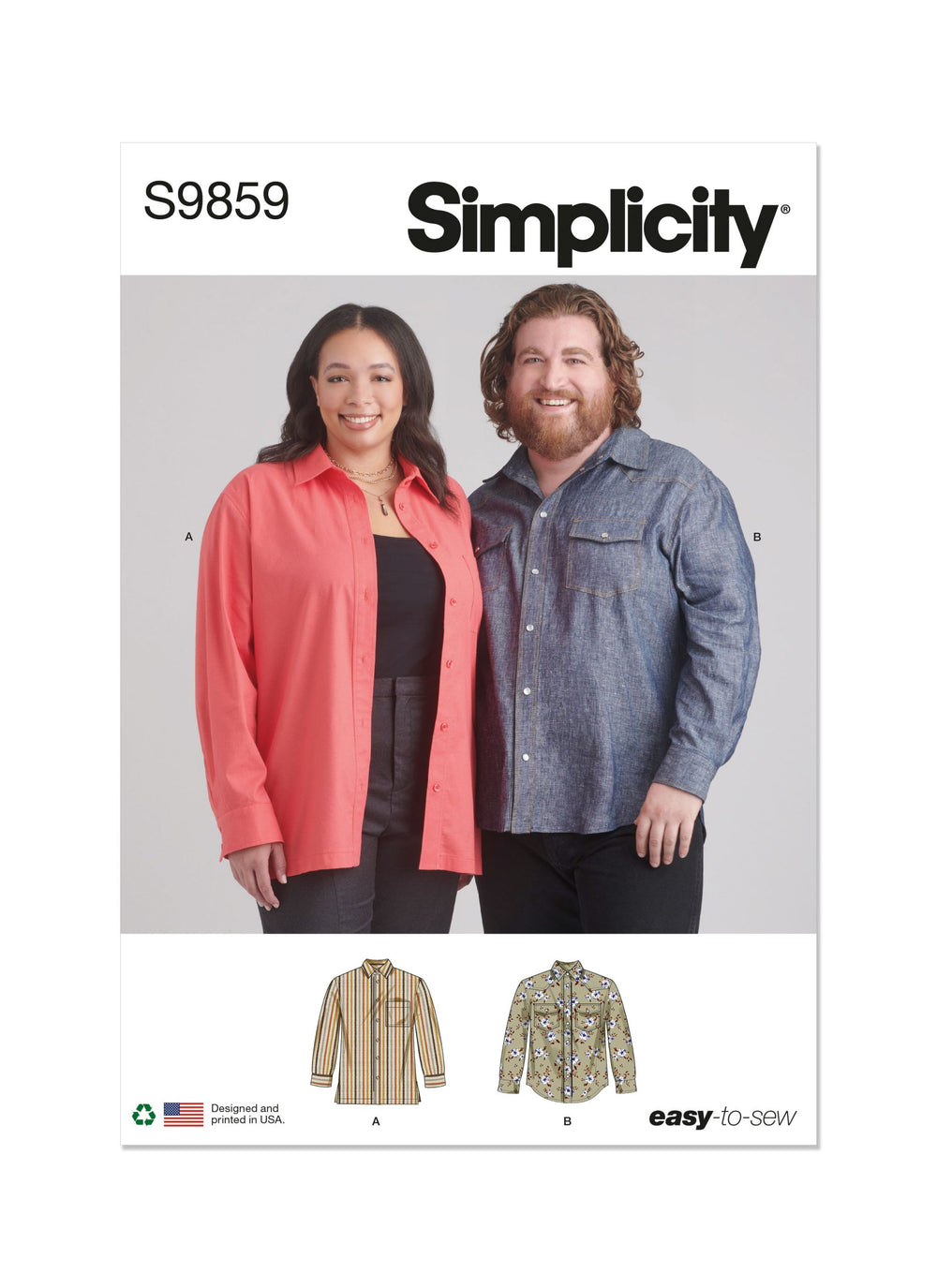 Simplicity Unisex Shirts S9859