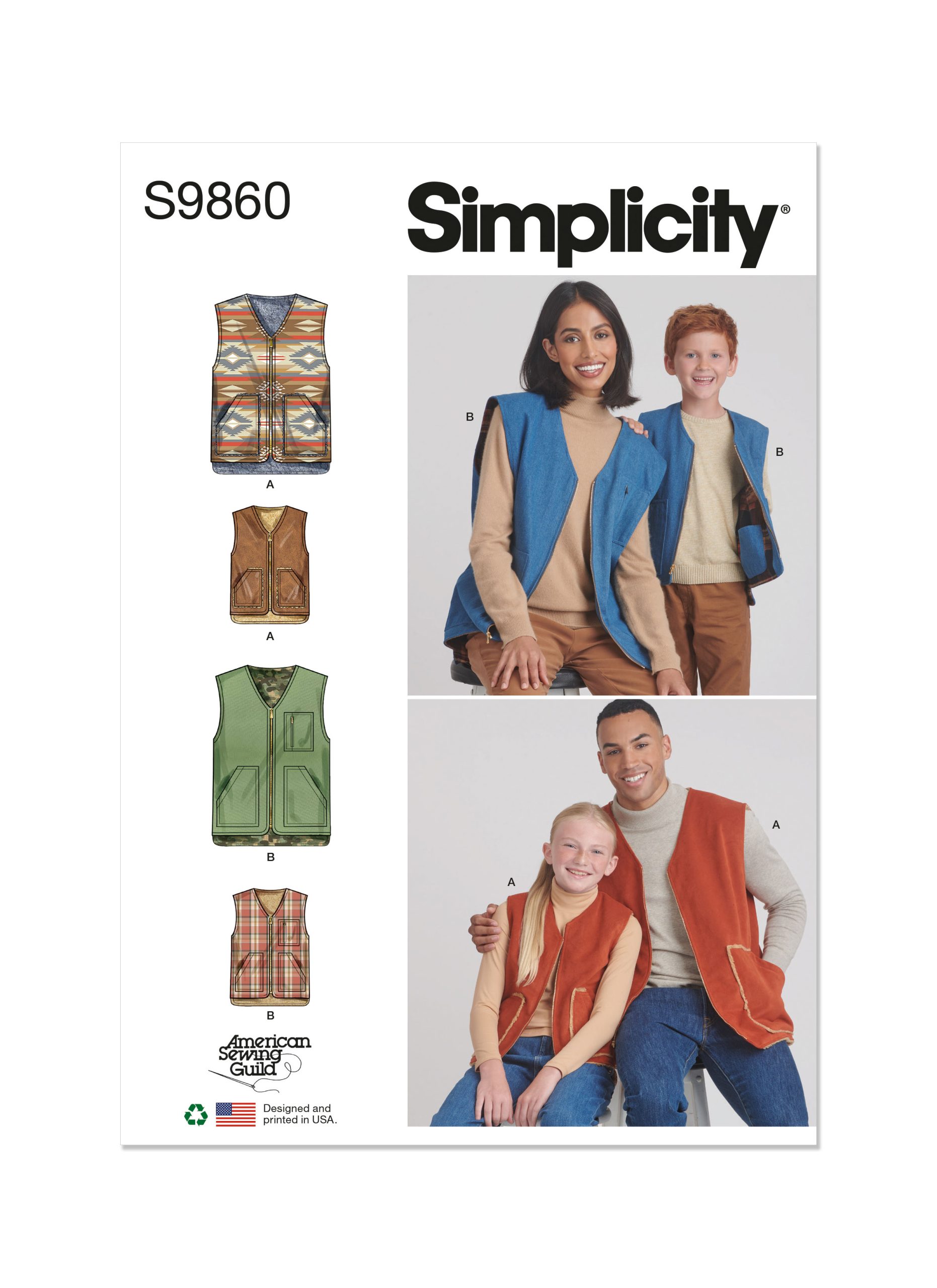 Simplicity Child/Teen/Adult Waistcoats S9860