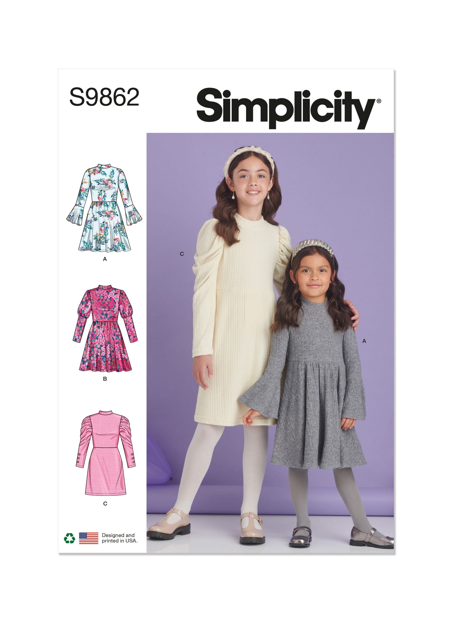 Simplicity Child/Teen Knit Dresses S9862