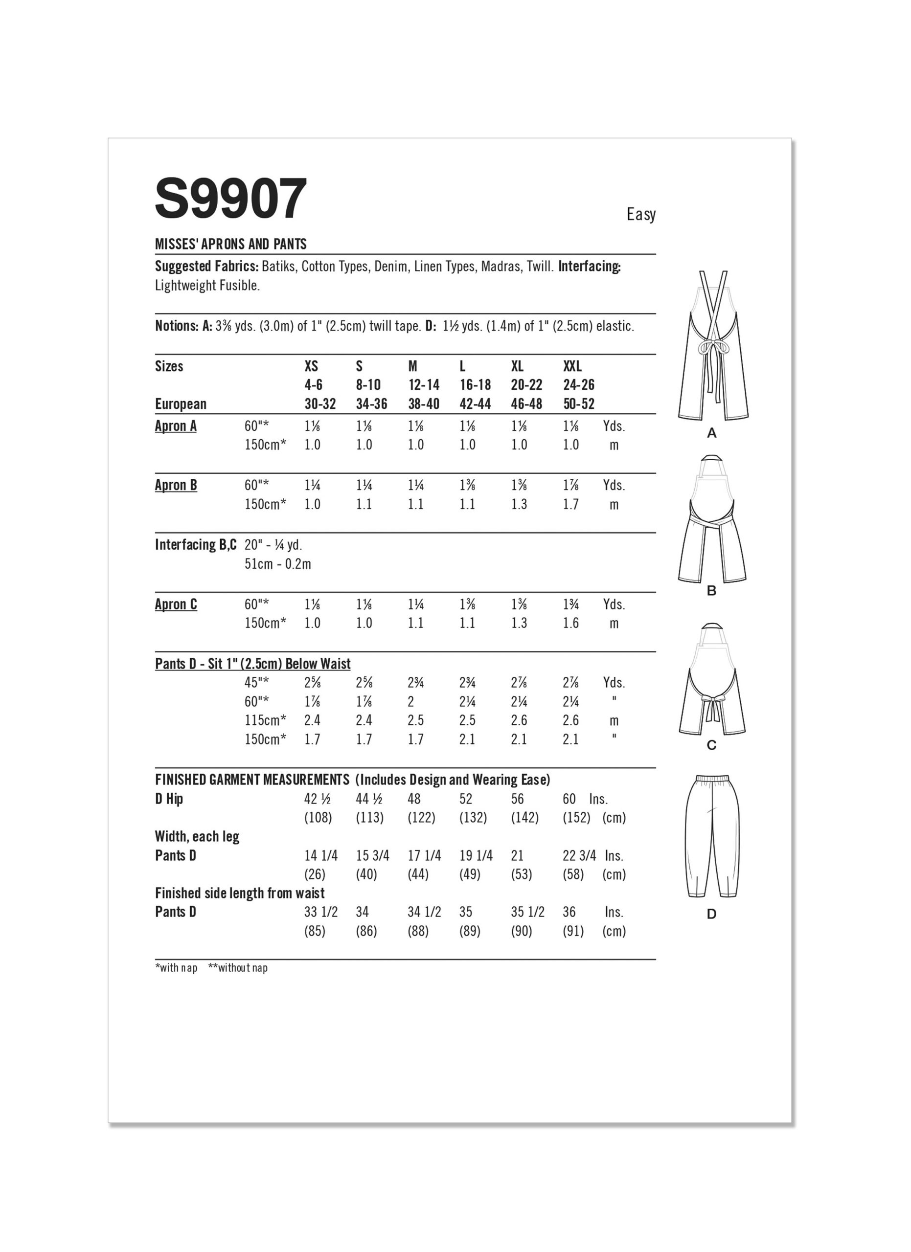 Simplicity Aprons & Trousers S9907