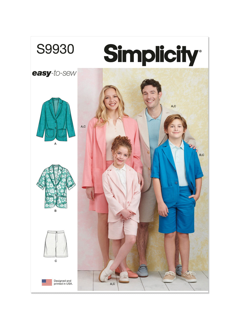 Simplicity Child/Teen/Unisex Blazer & Shorts S9930