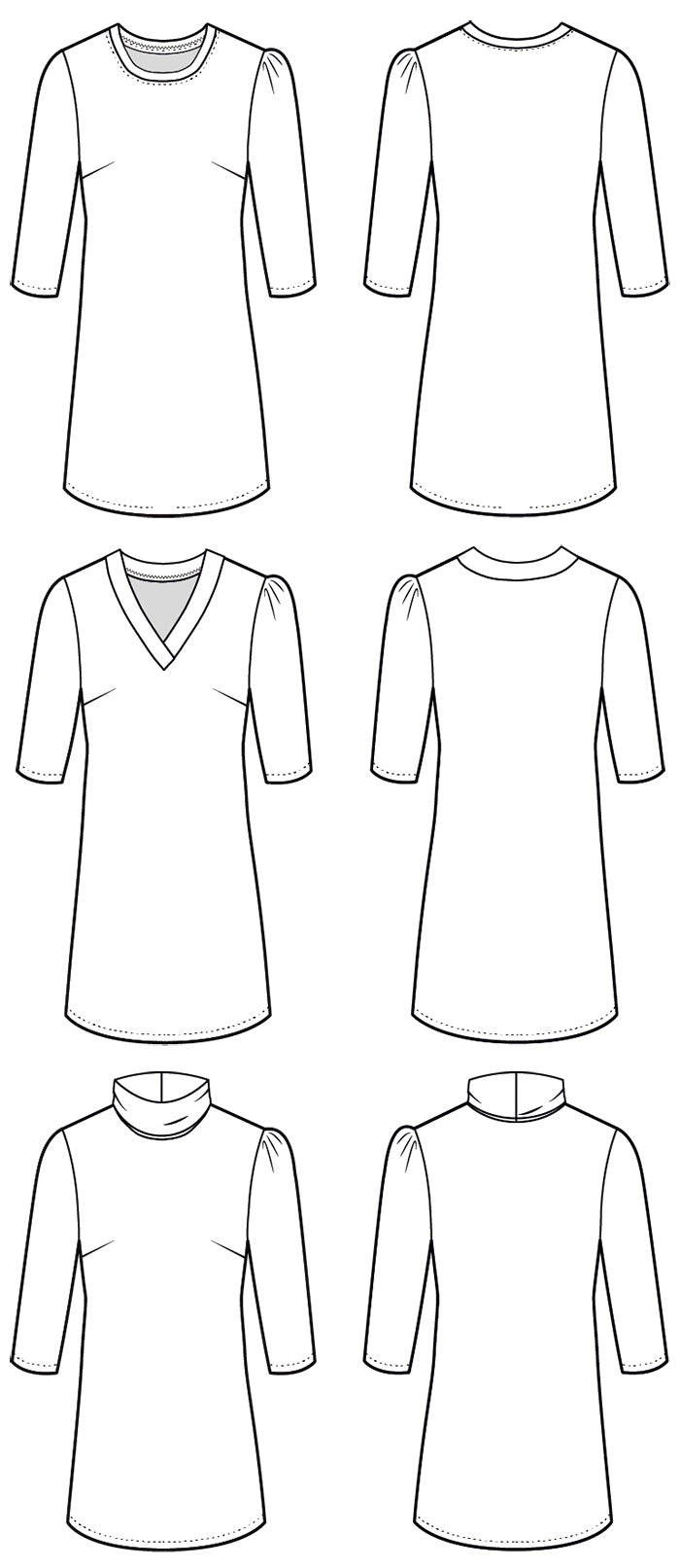 long sleeve dress template Soft Lounge Tech Drawings Jersey Dress Drawing Loungewear Tech Pack Fashion Flat Clothing Design Fashion Design long sleeve dress template Balloon
