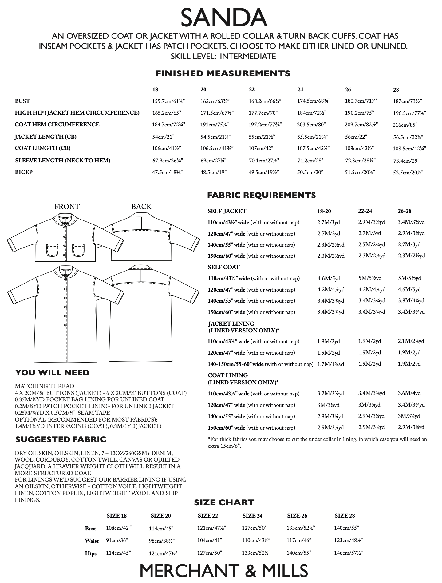 Merchant & Mills Sanda Coat or Jacket