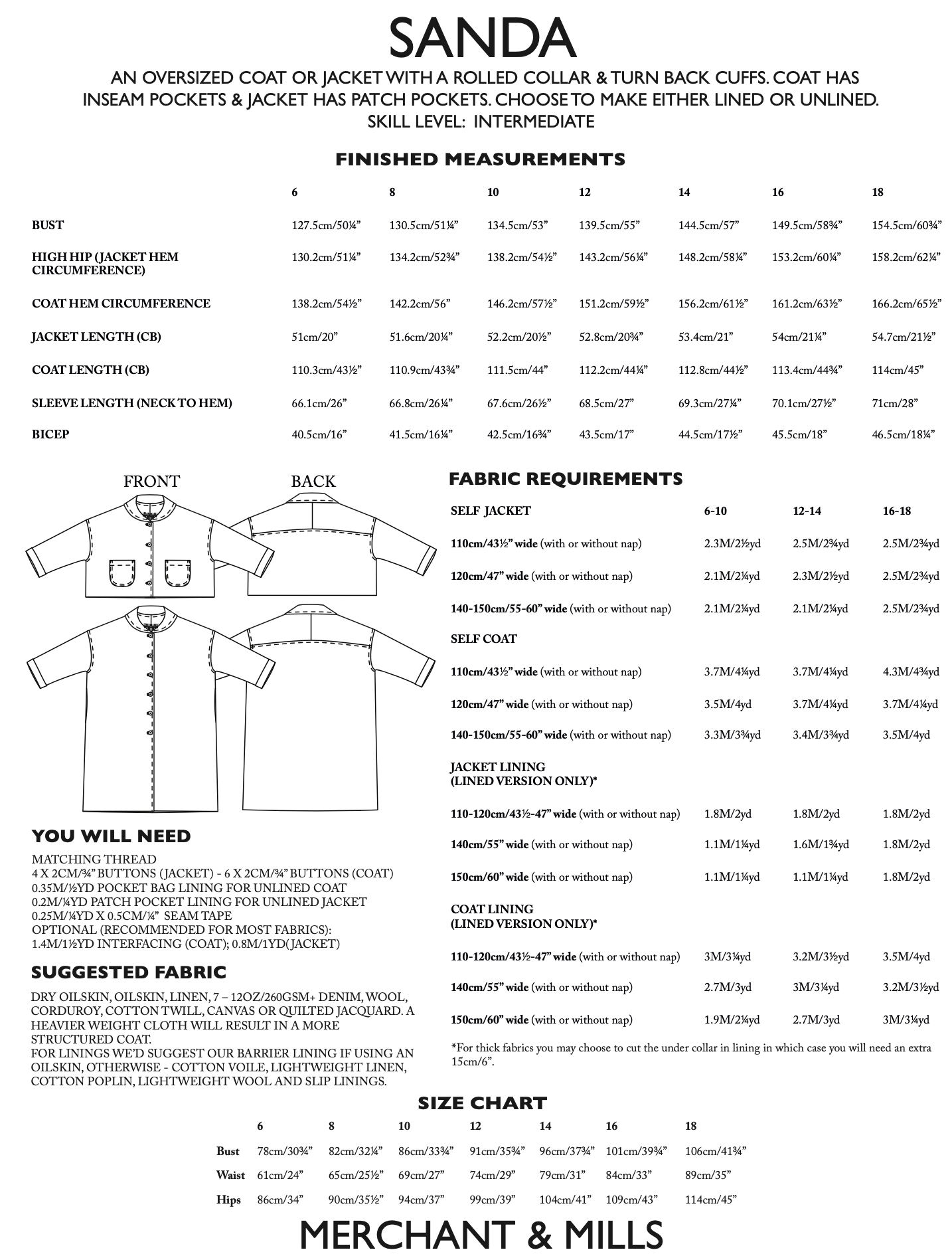 Merchant & Mills Sanda Coat or Jacket