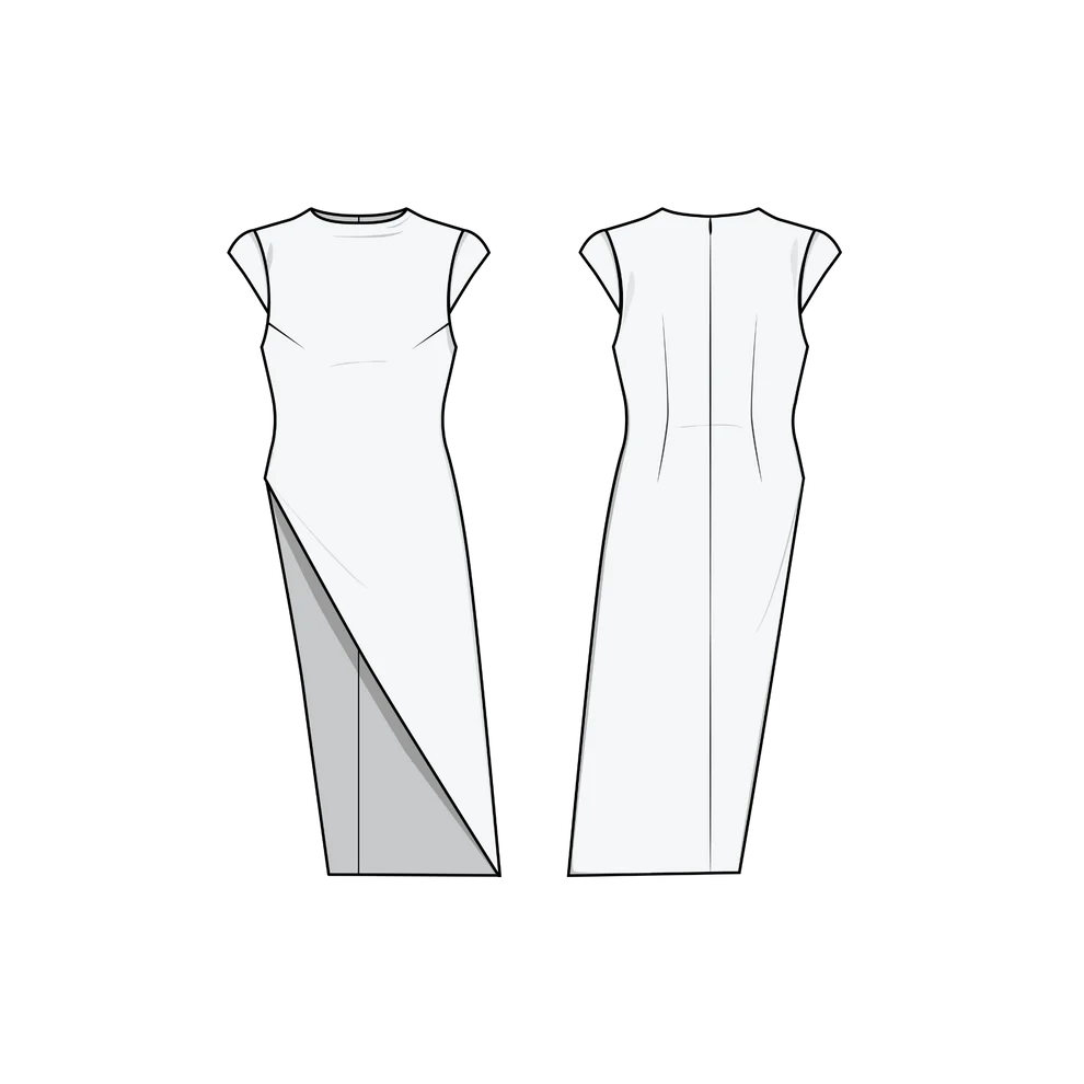 Puff and Pencil Slash Dress & Cap Sleeve