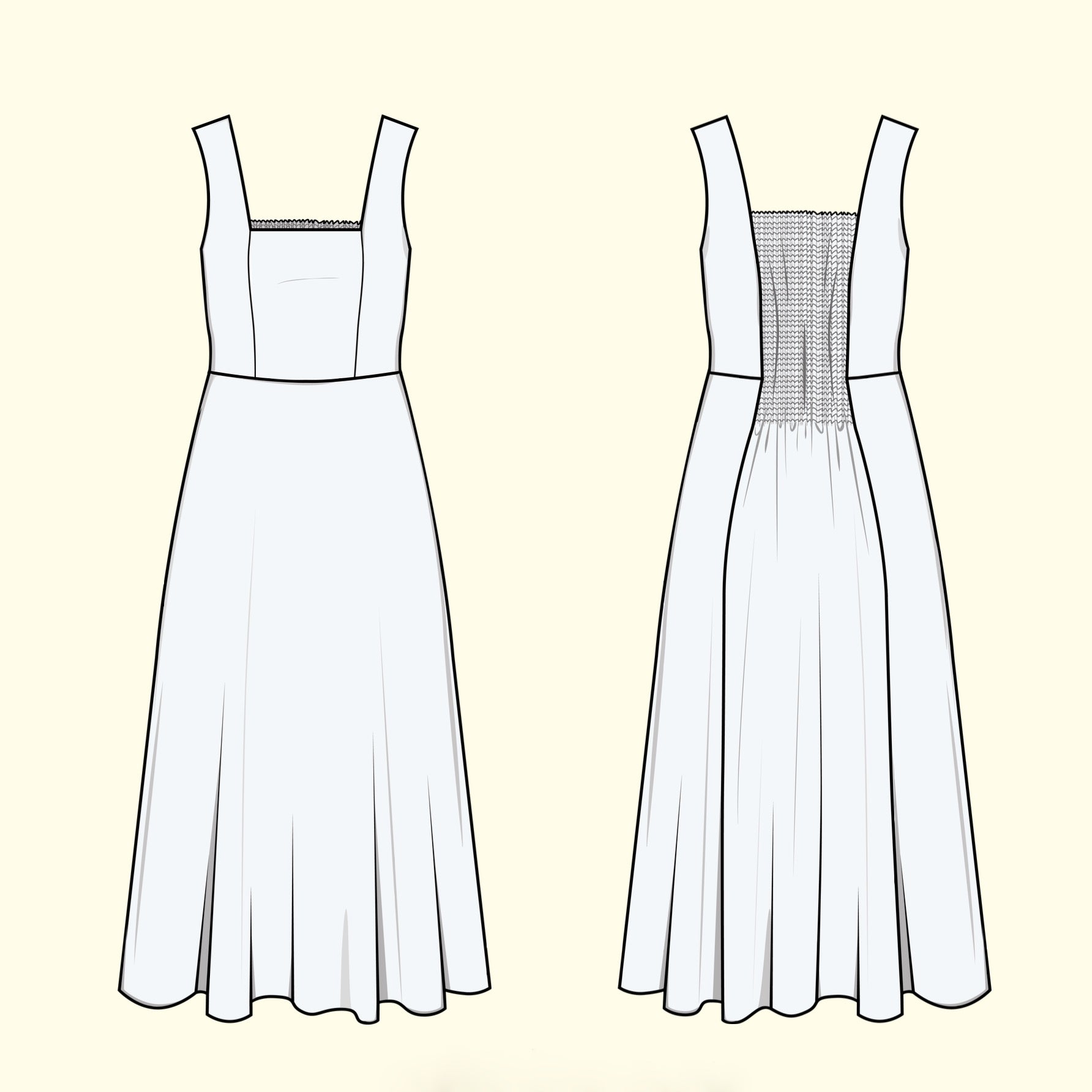 Puff and Pencil Square Dress & Puff Sleeve