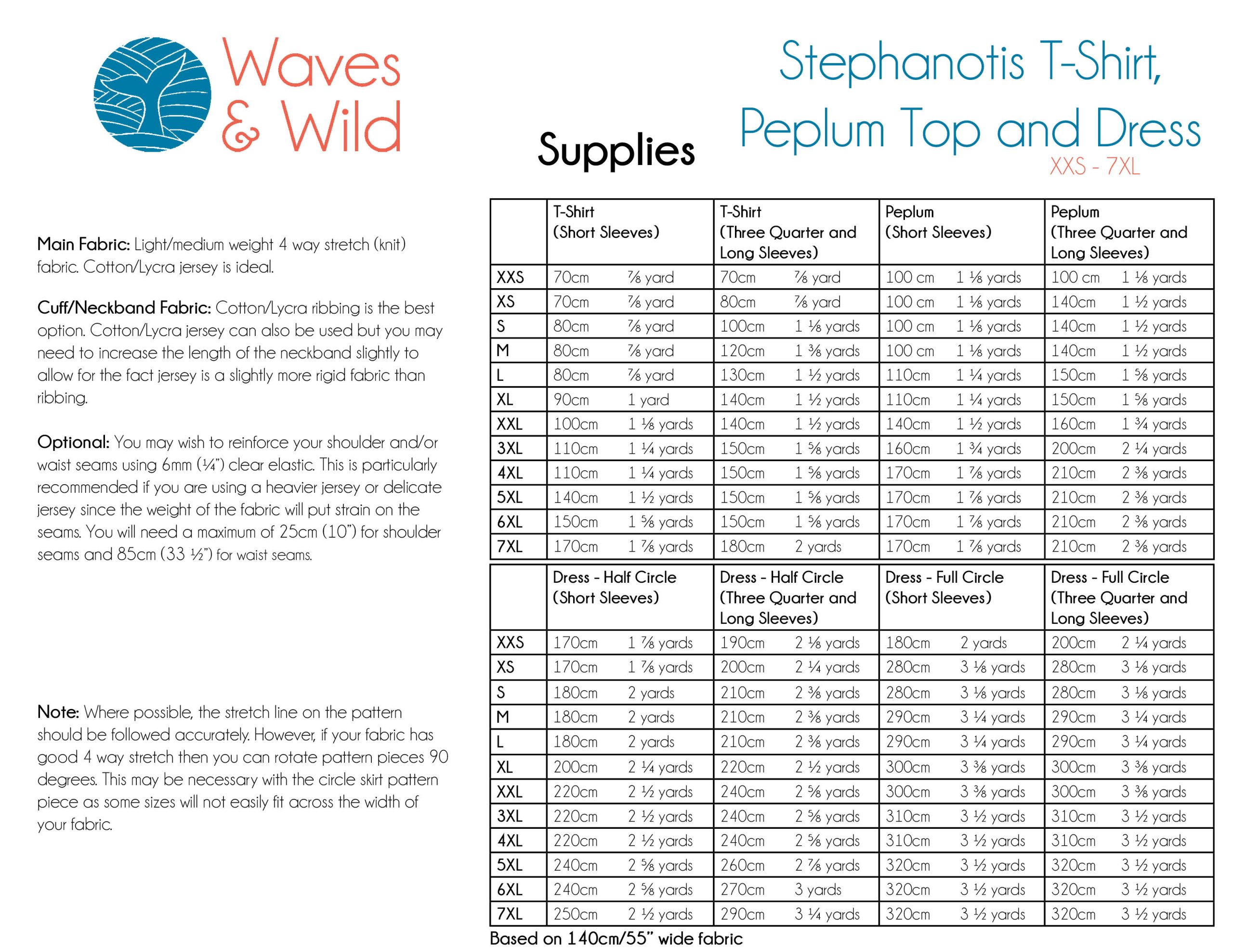 Waves & Wild Stephanotis T-shirt, Peplum Top and Dress