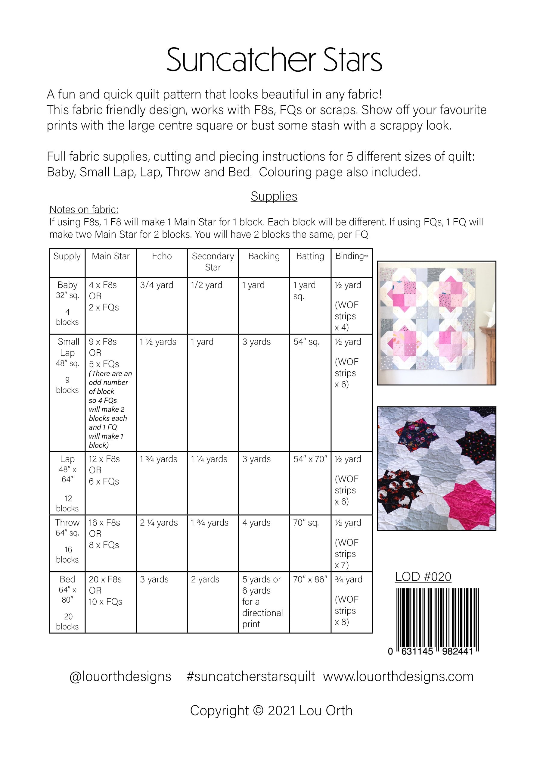 Lou Orth Designs Suncatcher Stars Quilt PDF