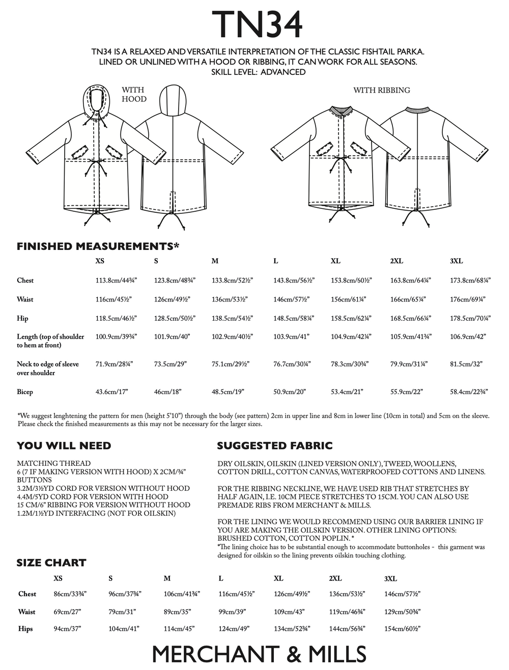 Merchant & Mills Unisex TN34 Parka – The Fold Line