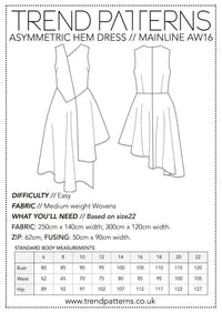 Trend Patterns TPC2 Asymmetric Hem Dress The Fold Line Trend Patterns TPC2 Asymmetric Hem Dress The Fold Line