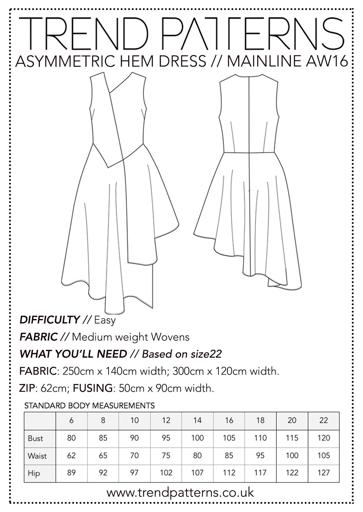 Trend Patterns TPC2 Asymmetric Hem Dress