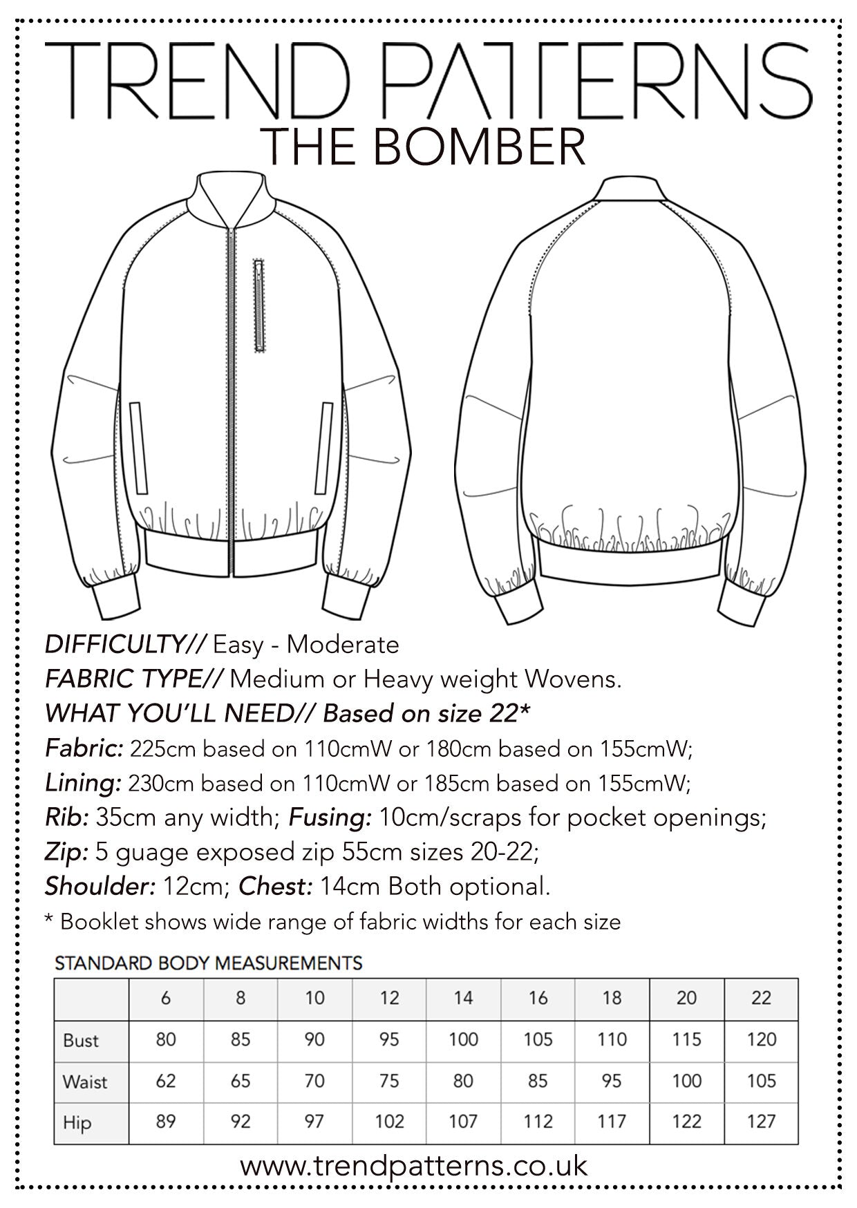 Trend Patterns TPC4 The Bomber Jacket