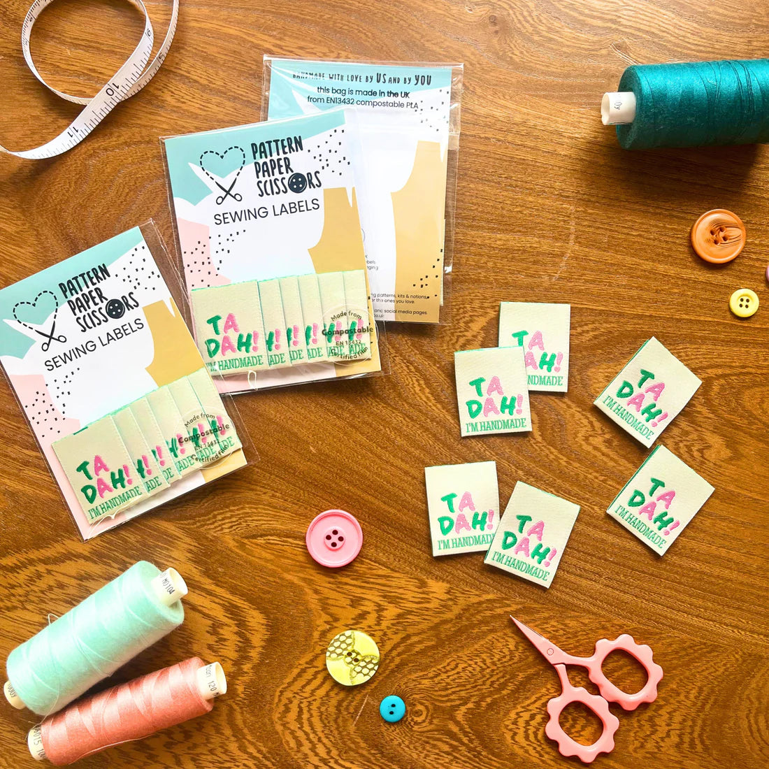 Pattern Paper Scissors 'Ta Dah! I'm Handmade' Labels