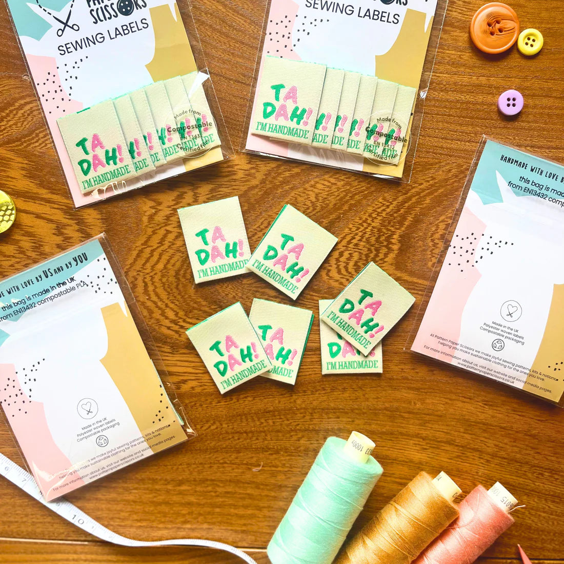 Pattern Paper Scissors 'Ta Dah! I'm Handmade' Labels