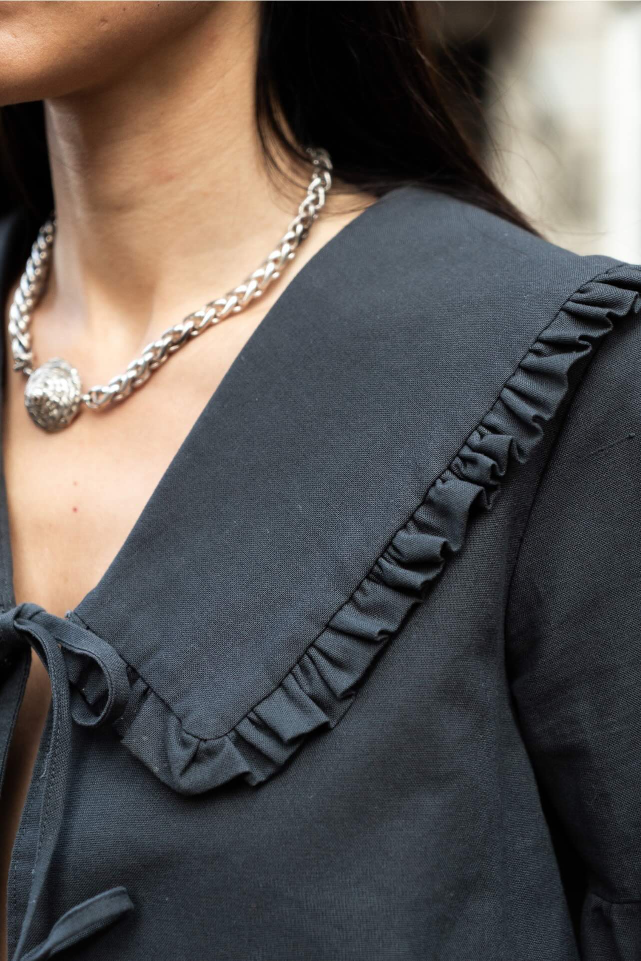 Puff and Pencil Tie Blouse, Lantern Sleeve & Peggy Collar