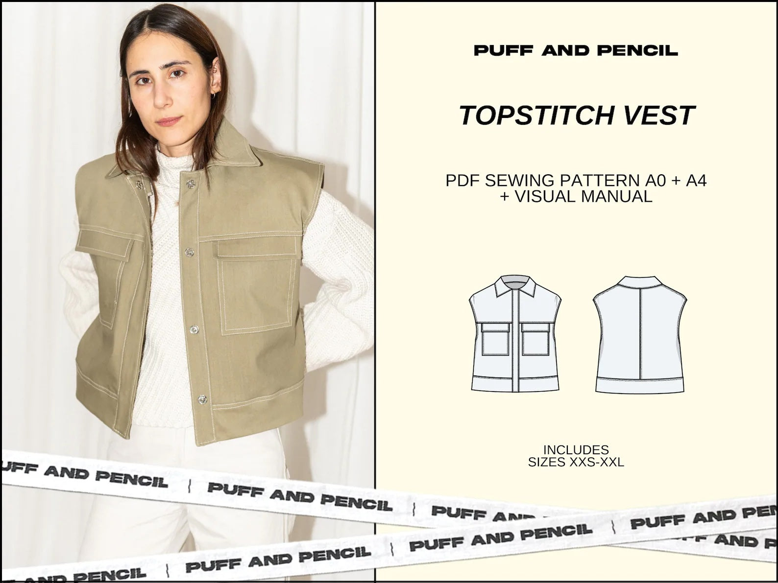 Puff and Pencil Topstitch Vest