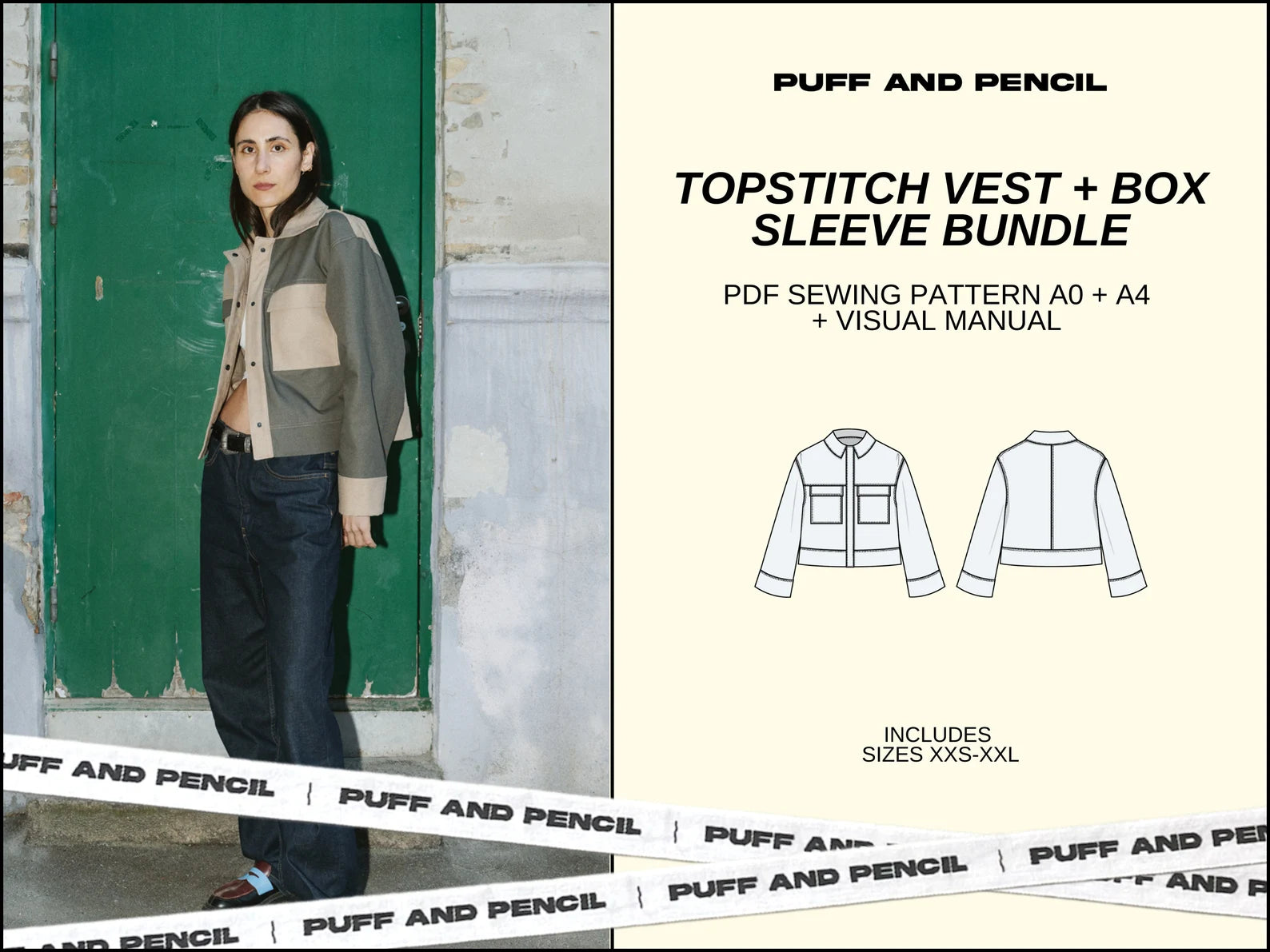 Puff and Pencil Topstitch Vest & Box Sleeve