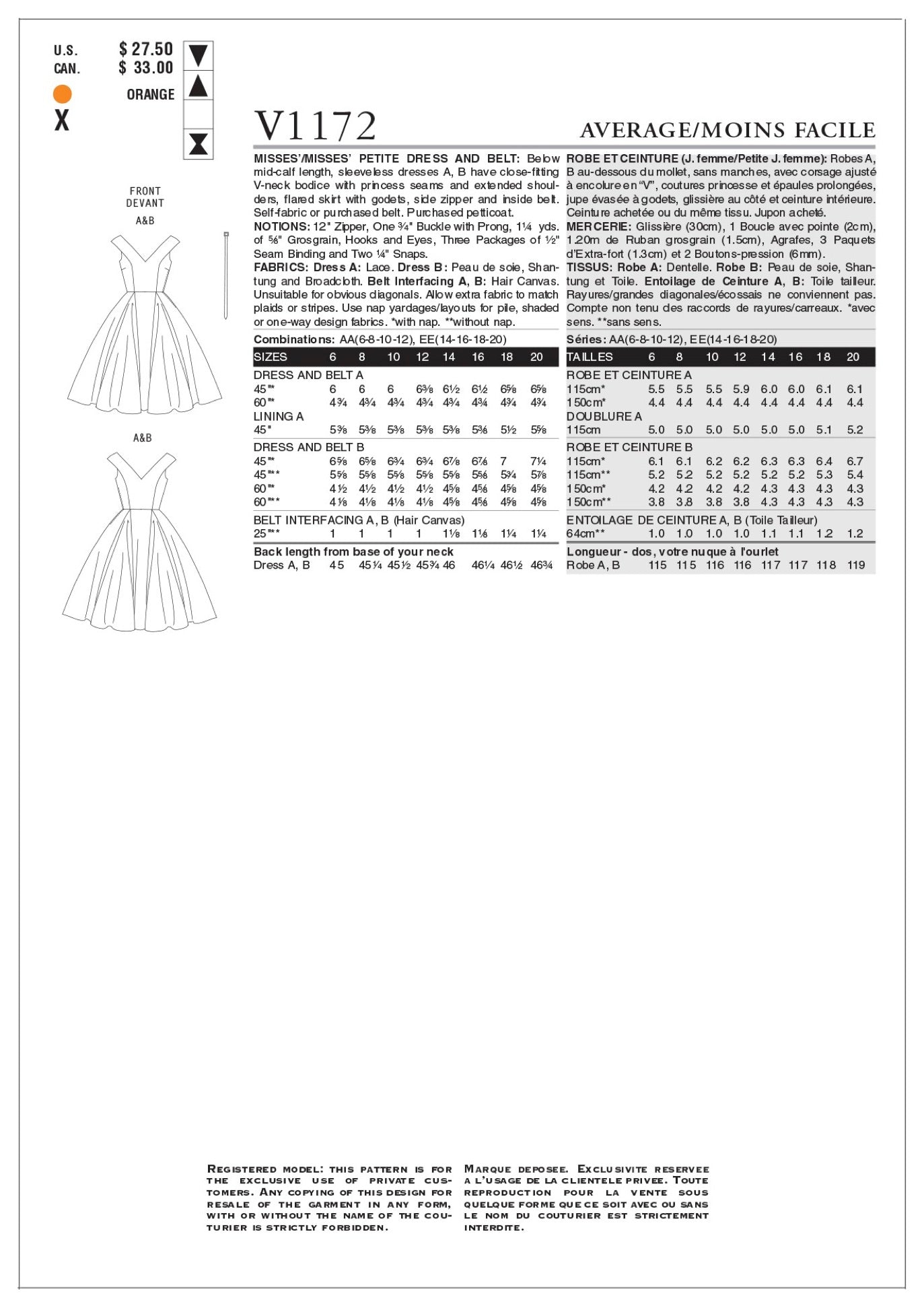 Vogue Vintage Dress V1172