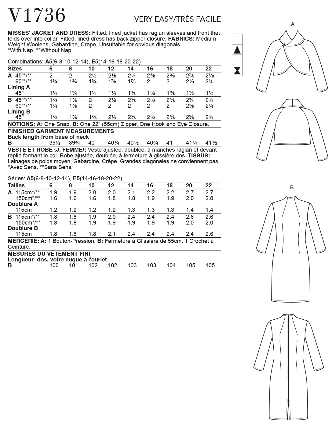 Vogue Dress and Jacket V1736