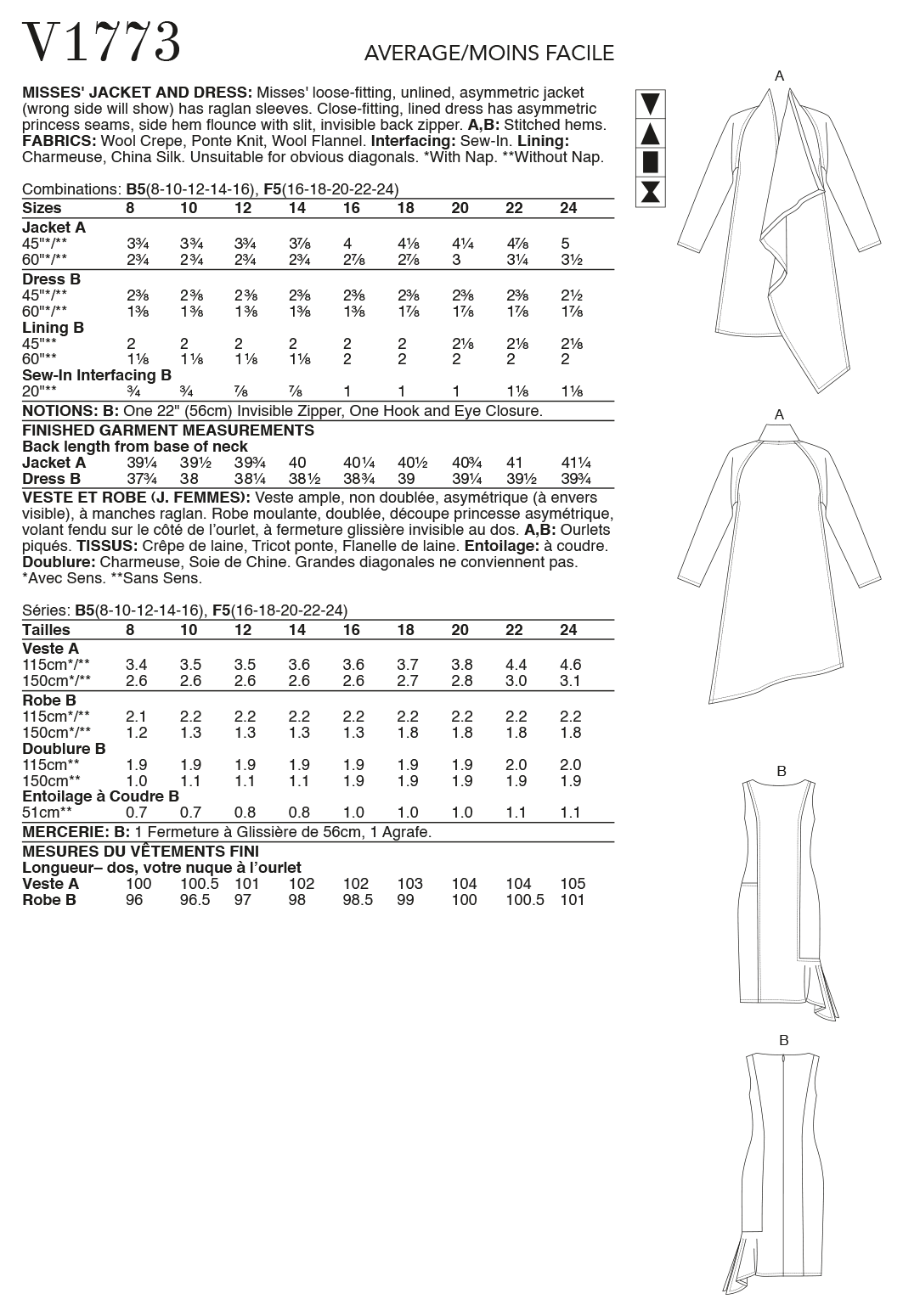 Vogue Dress and Jacket V1773