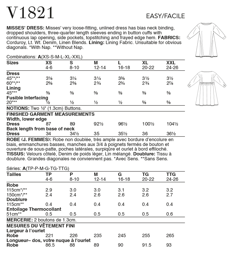 Vogue Dress V1821