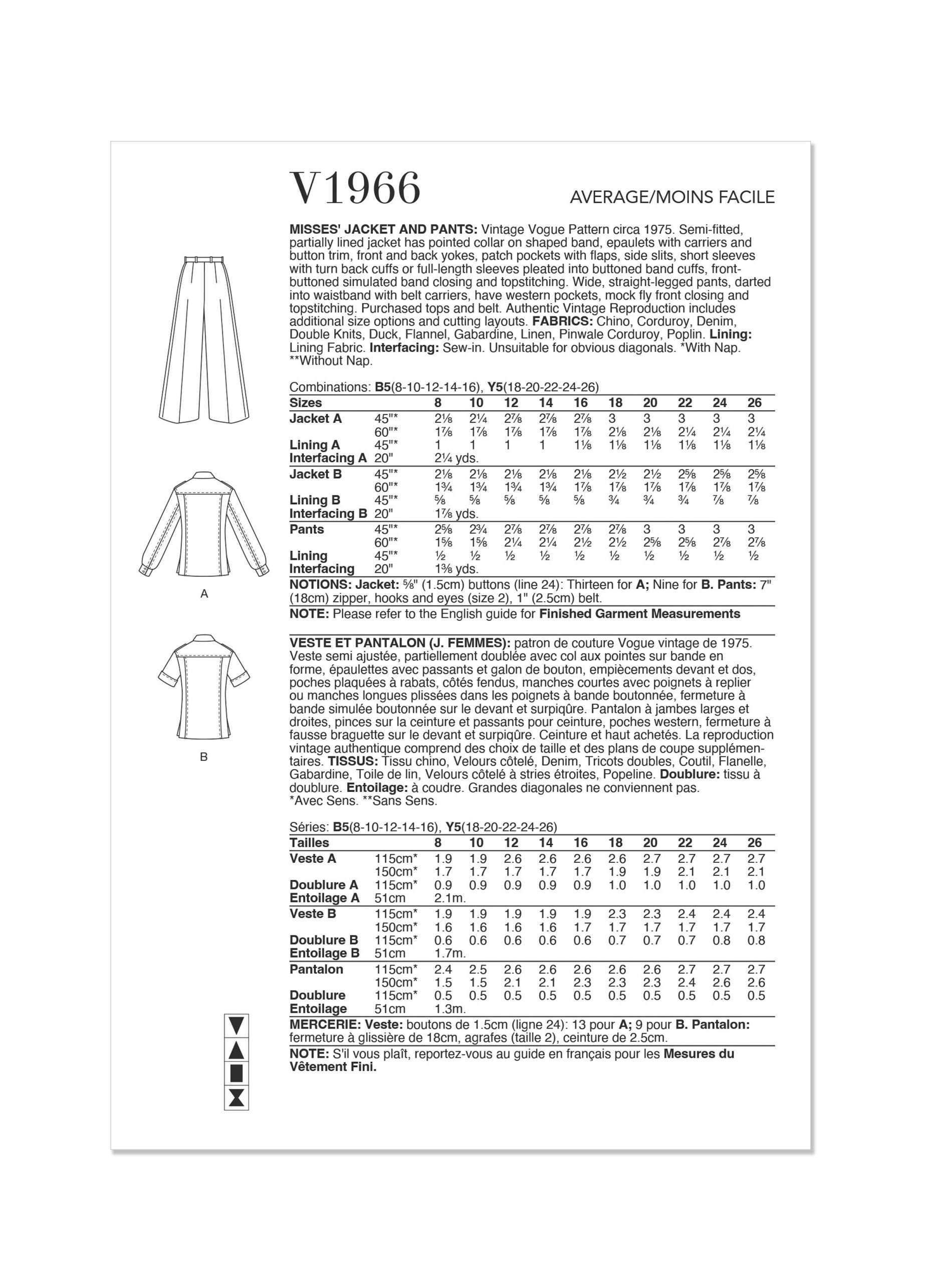 Vogue Vintage Jacket & Trousers V1966