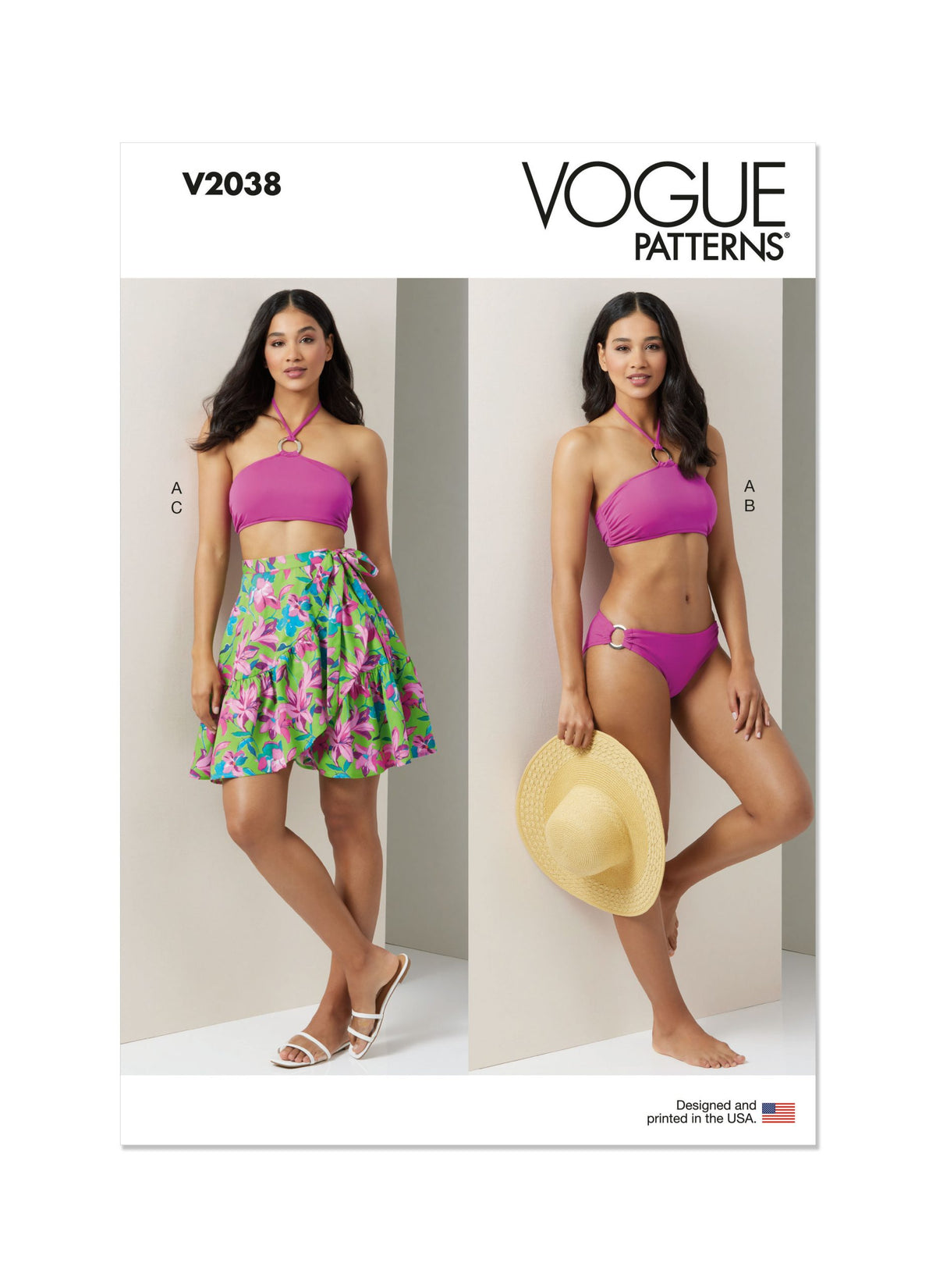 costume da bagno a due pezzi fucsia pattern