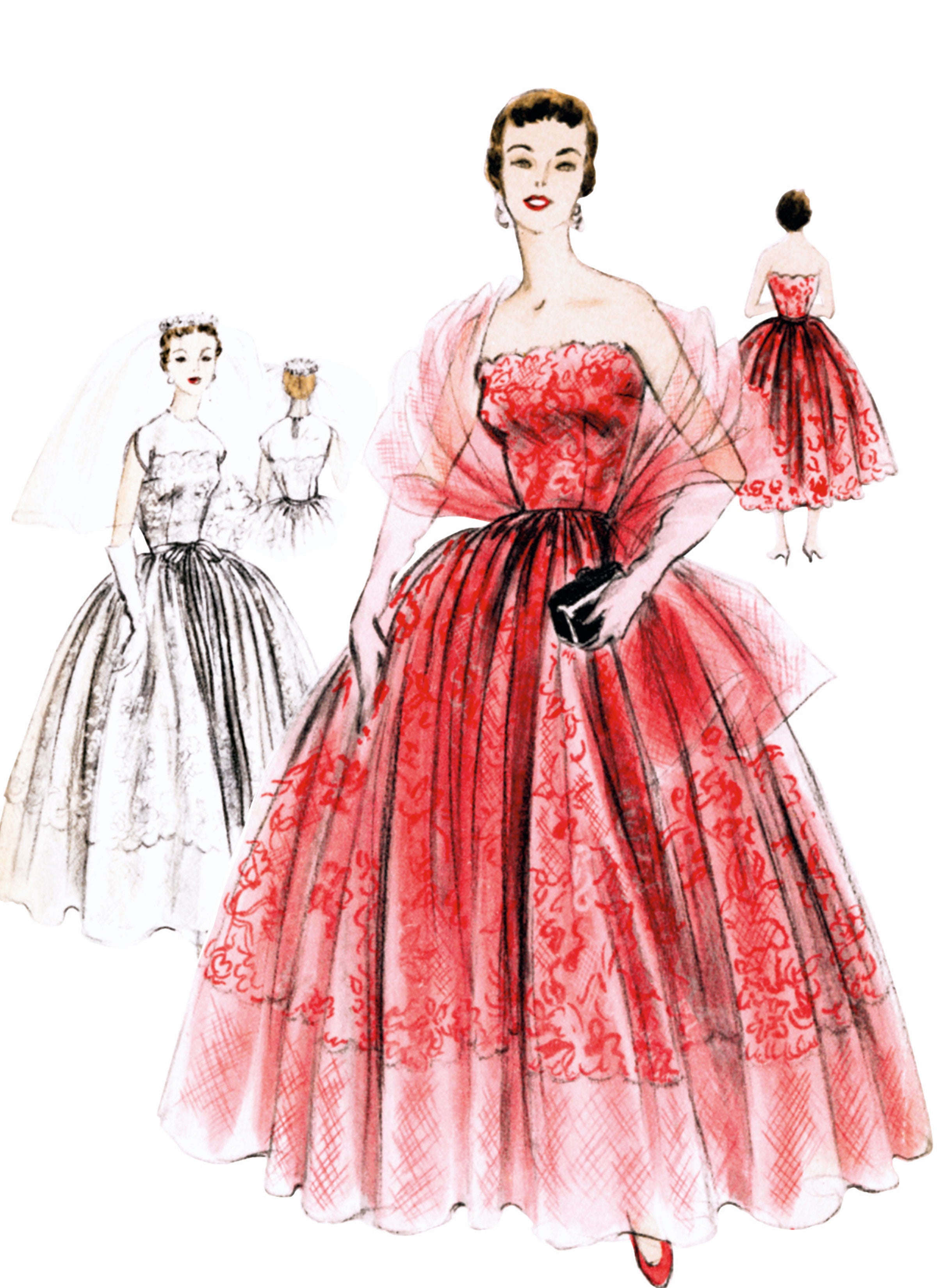 Vogue Vintage 1950's Evening/Bridal Dress & Stole V2061 – The Fold Line