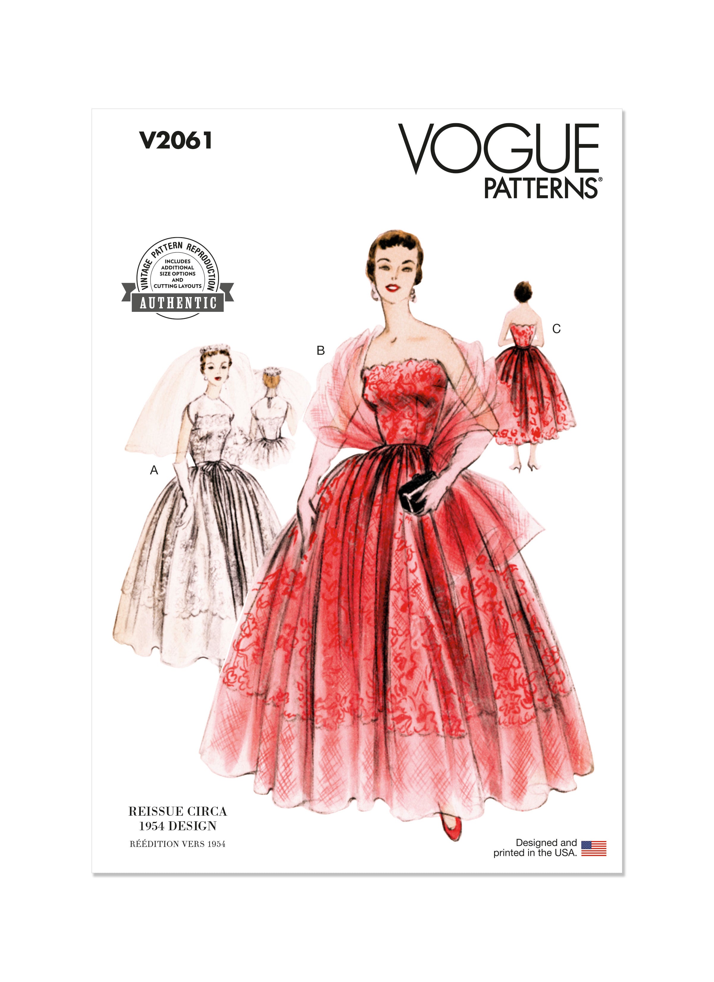 Vogue Vintage 1950's Evening/Bridal Dress & Stole V2061 – The Fold Vogue Vintage 1950's Evening/Bridal Dress & Stole V2061 – The Fold